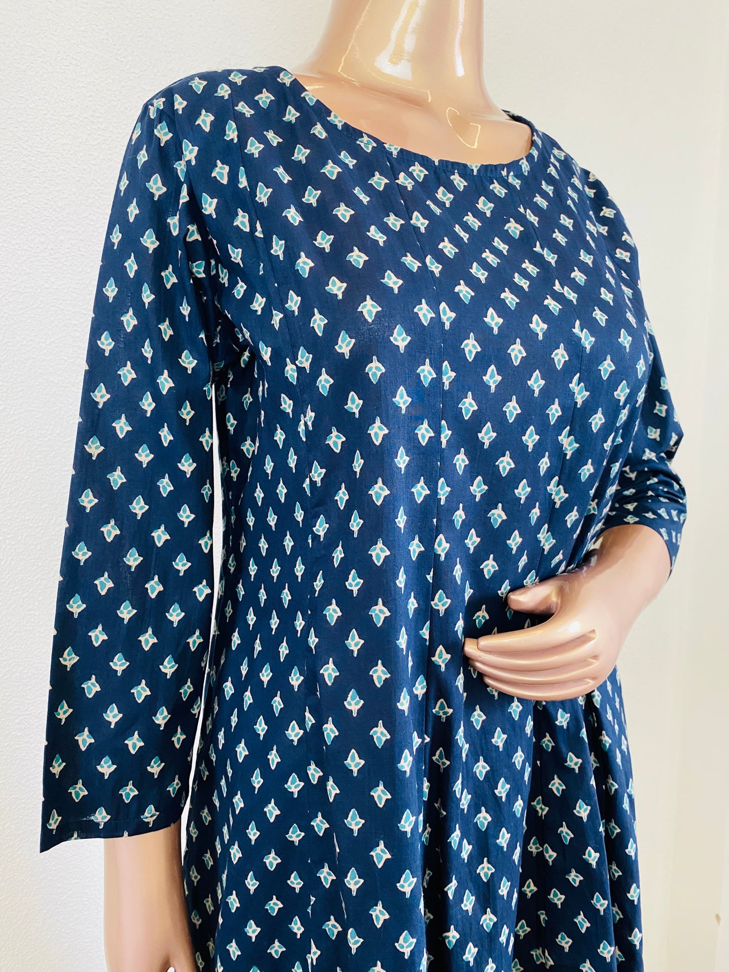 Block Print Cotton Anarkali Suit with Kota Doria Jacket