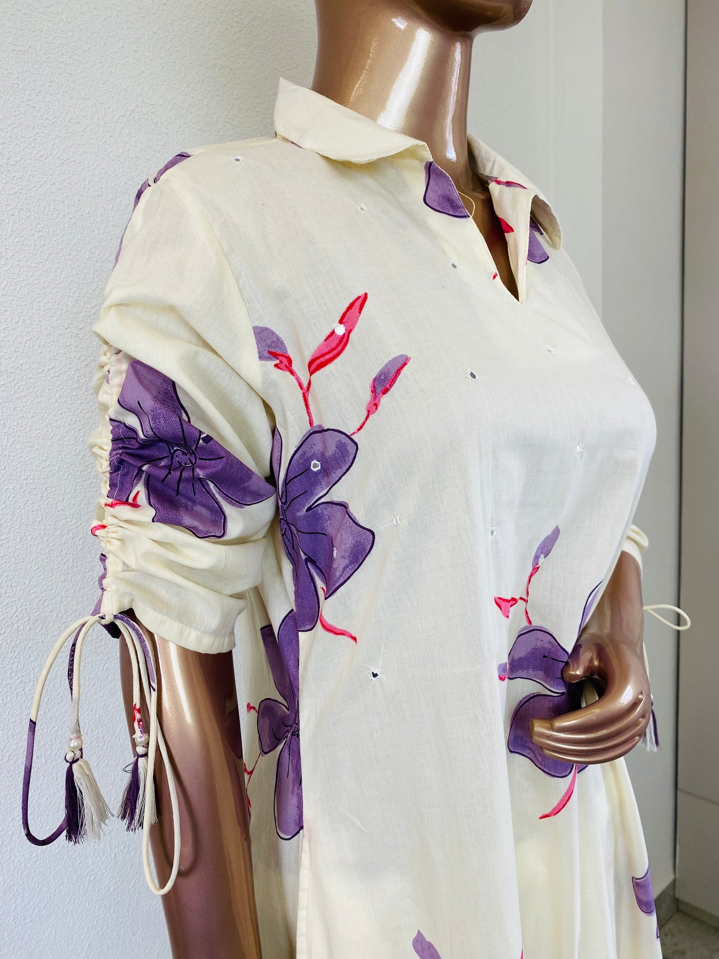 Cotton Kurta Pant Set with Adjustable Sleeves