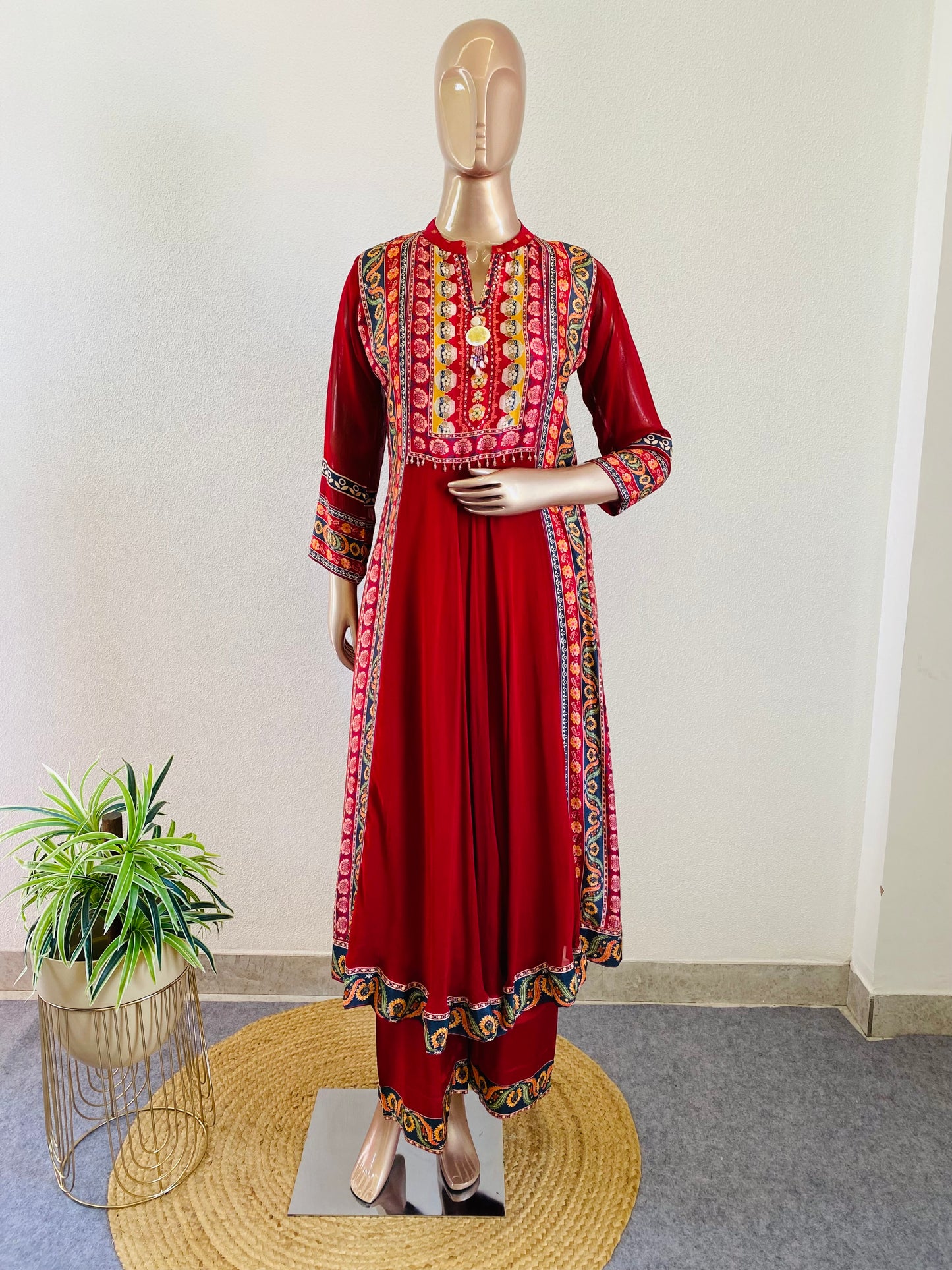 Premium Georgette Frock Suit with Printed Dola details