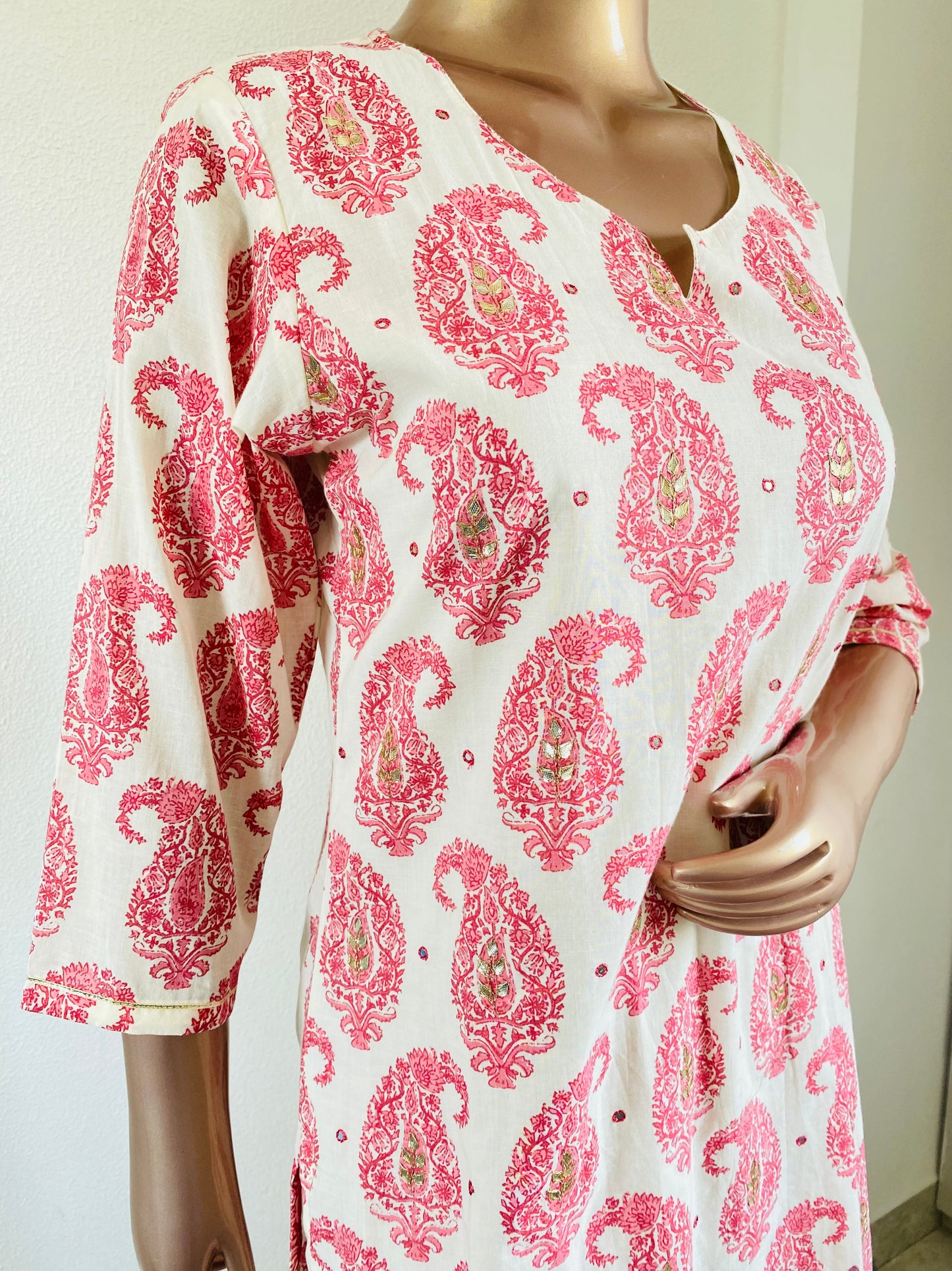 Block Print Suit Set with Kota Doria Dupatta