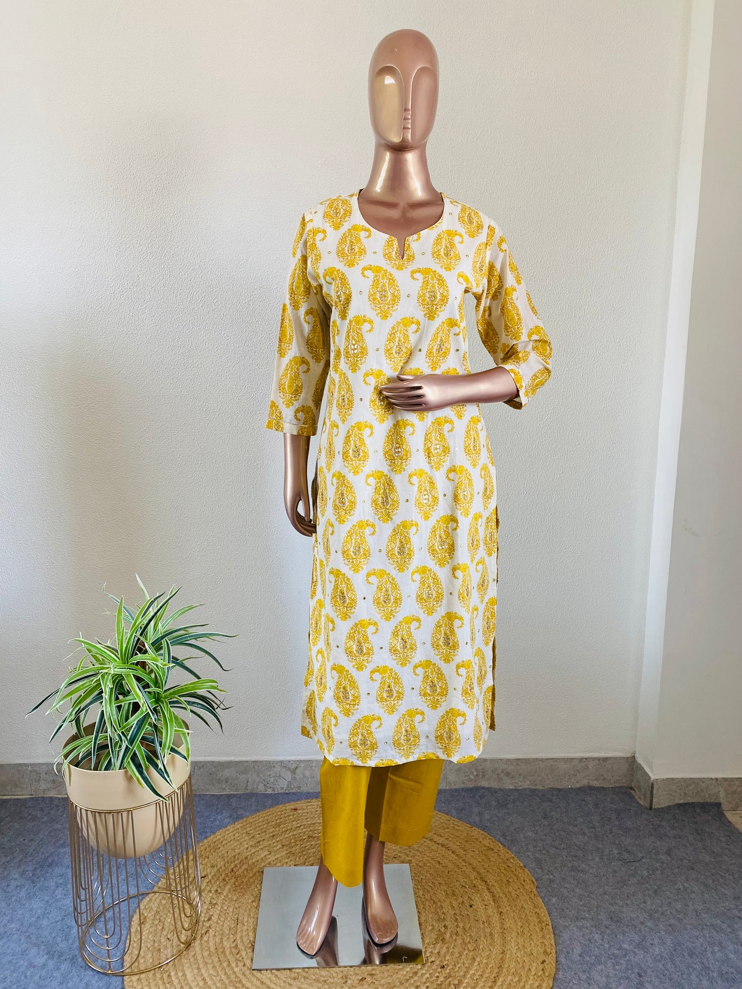 Block Print Suit Set with Kota Doria Dupatta