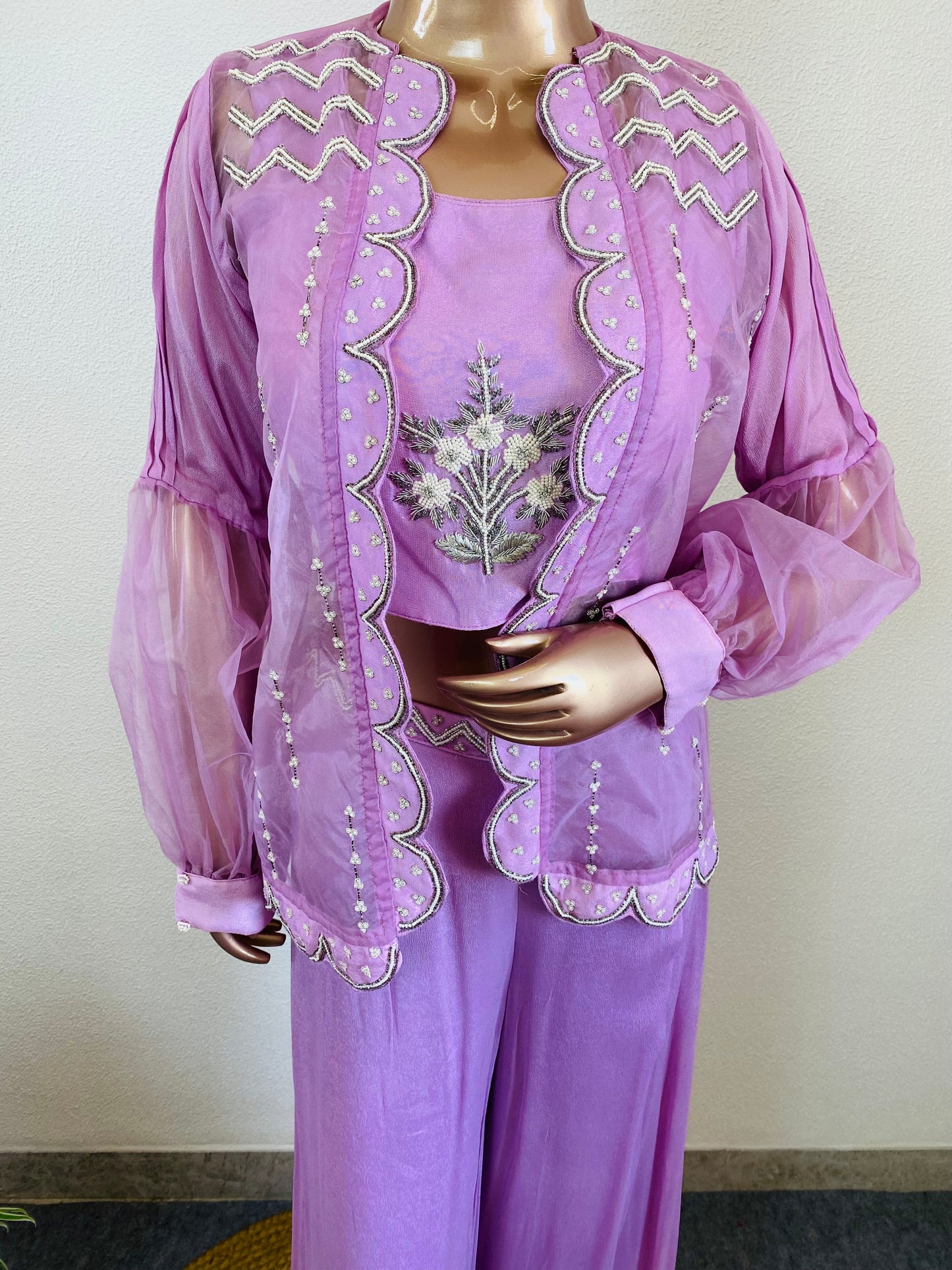 Premium Chinon Indowestern with Heavy Handwork