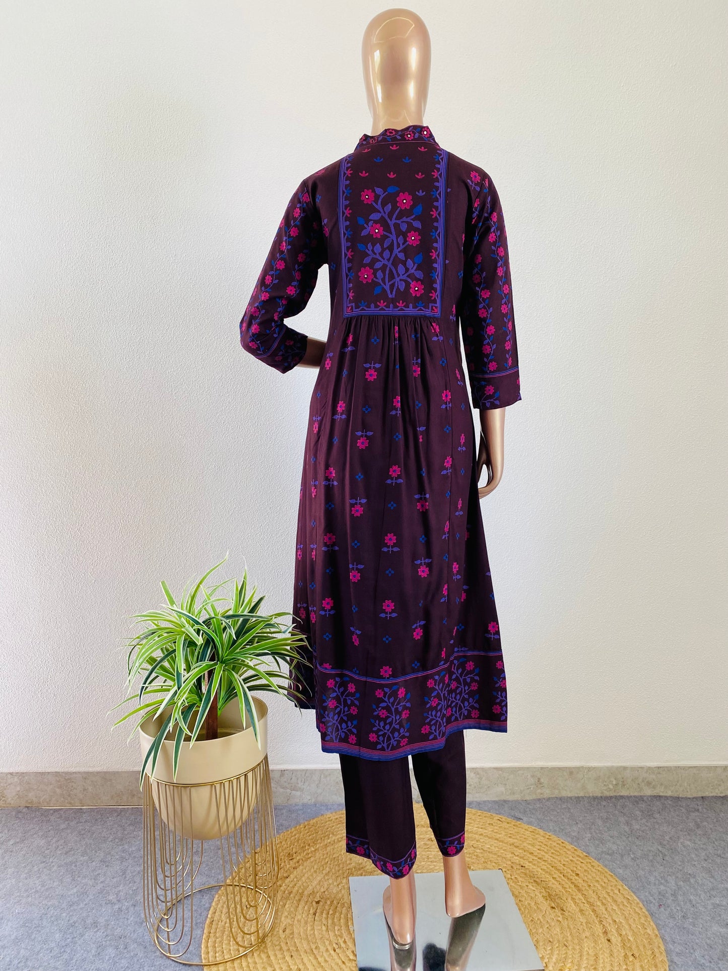 Printed Rayon Frock Kurta Pant Set