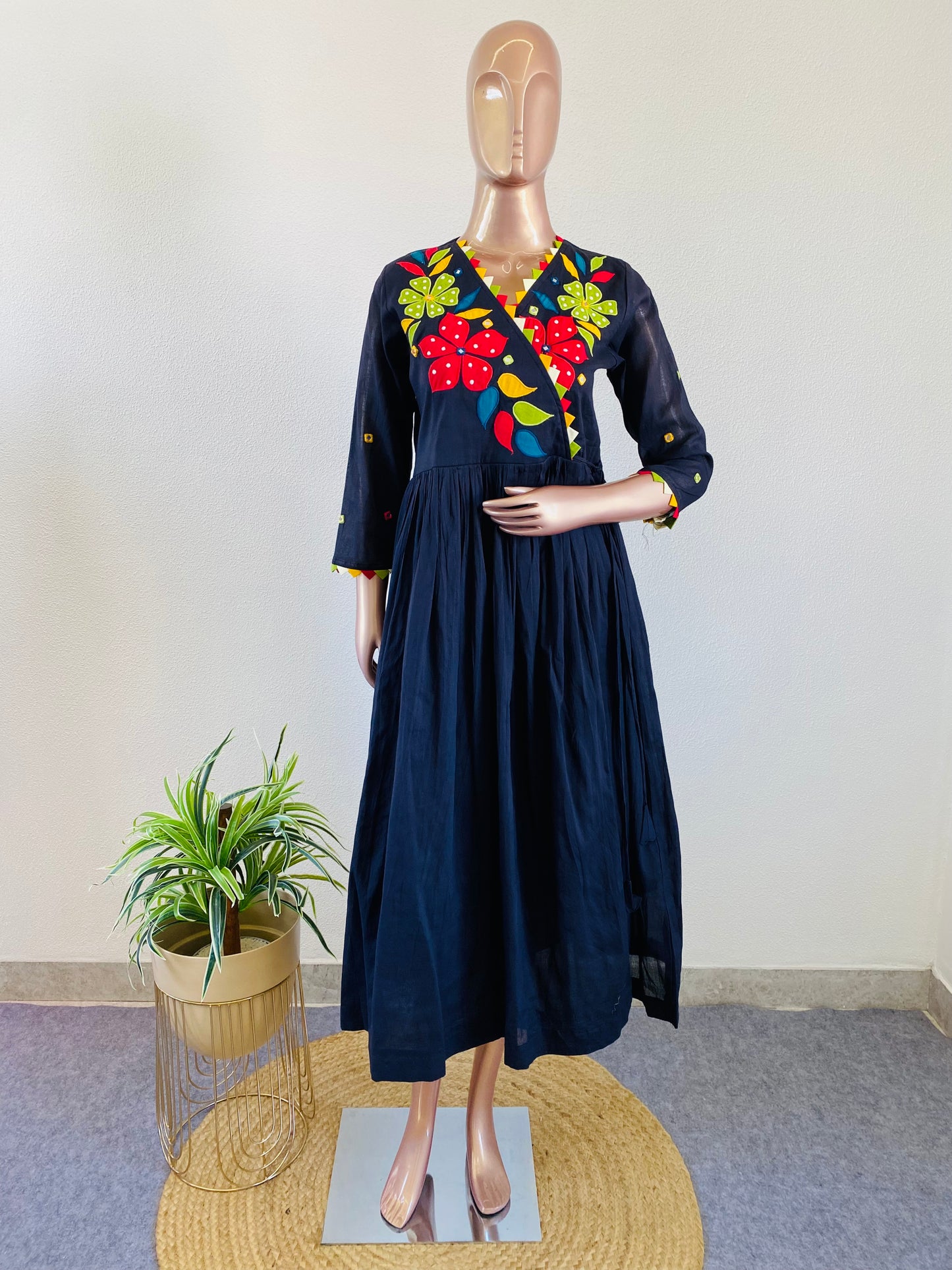 Applique & Mirror work Mul Tunic