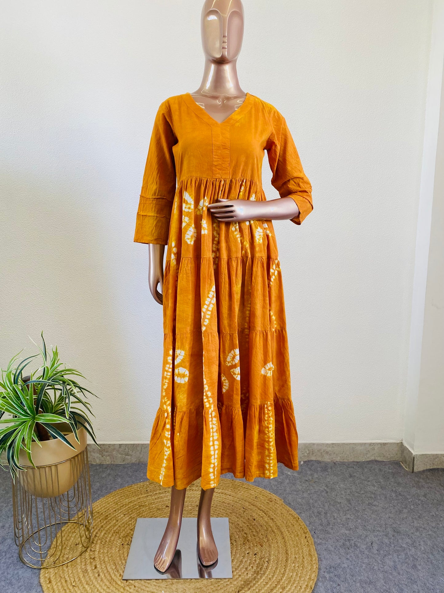 Tie & Dye Cotton Tunic - Saffron