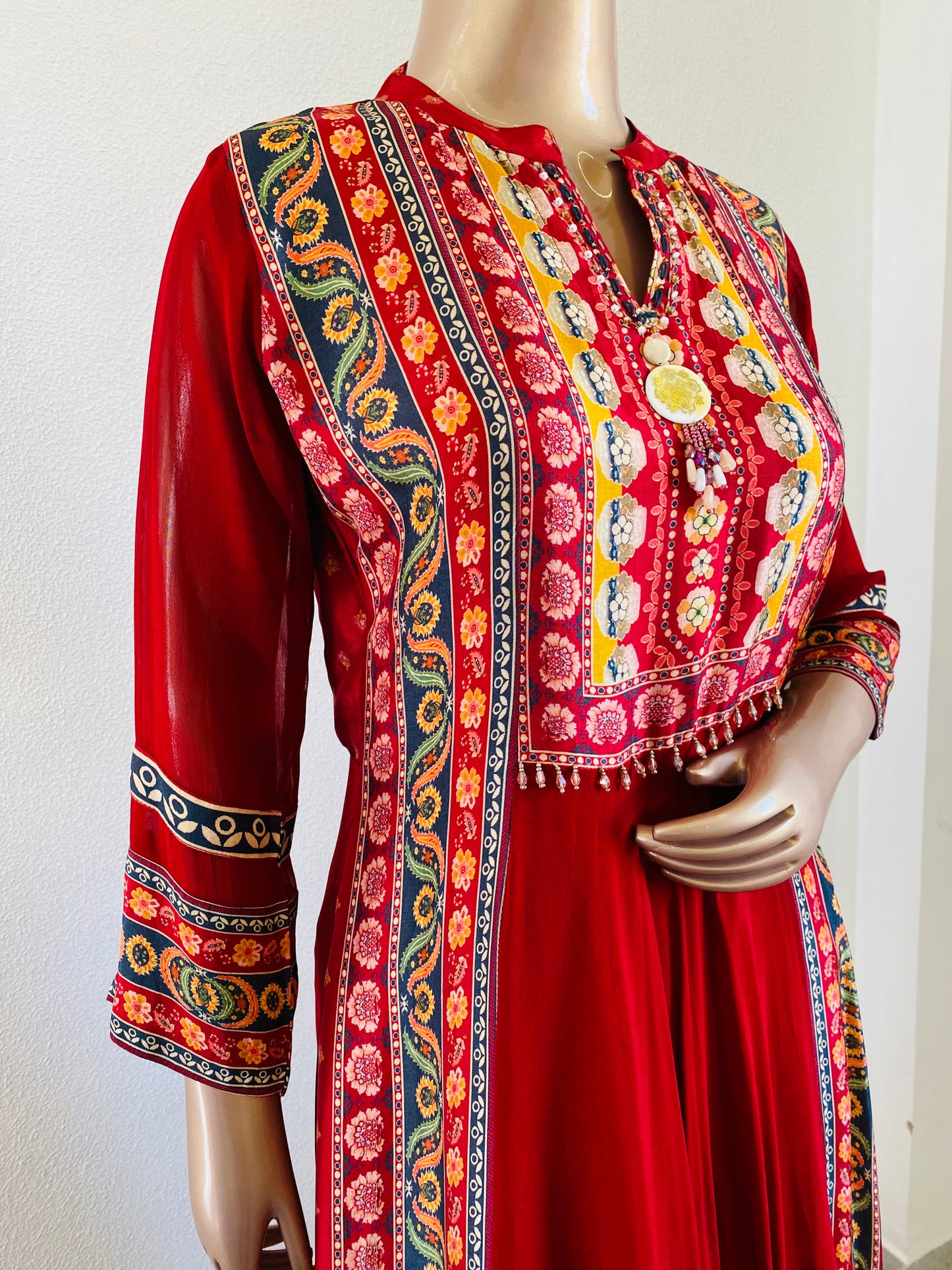 Premium Georgette Frock Suit with Printed Dola details