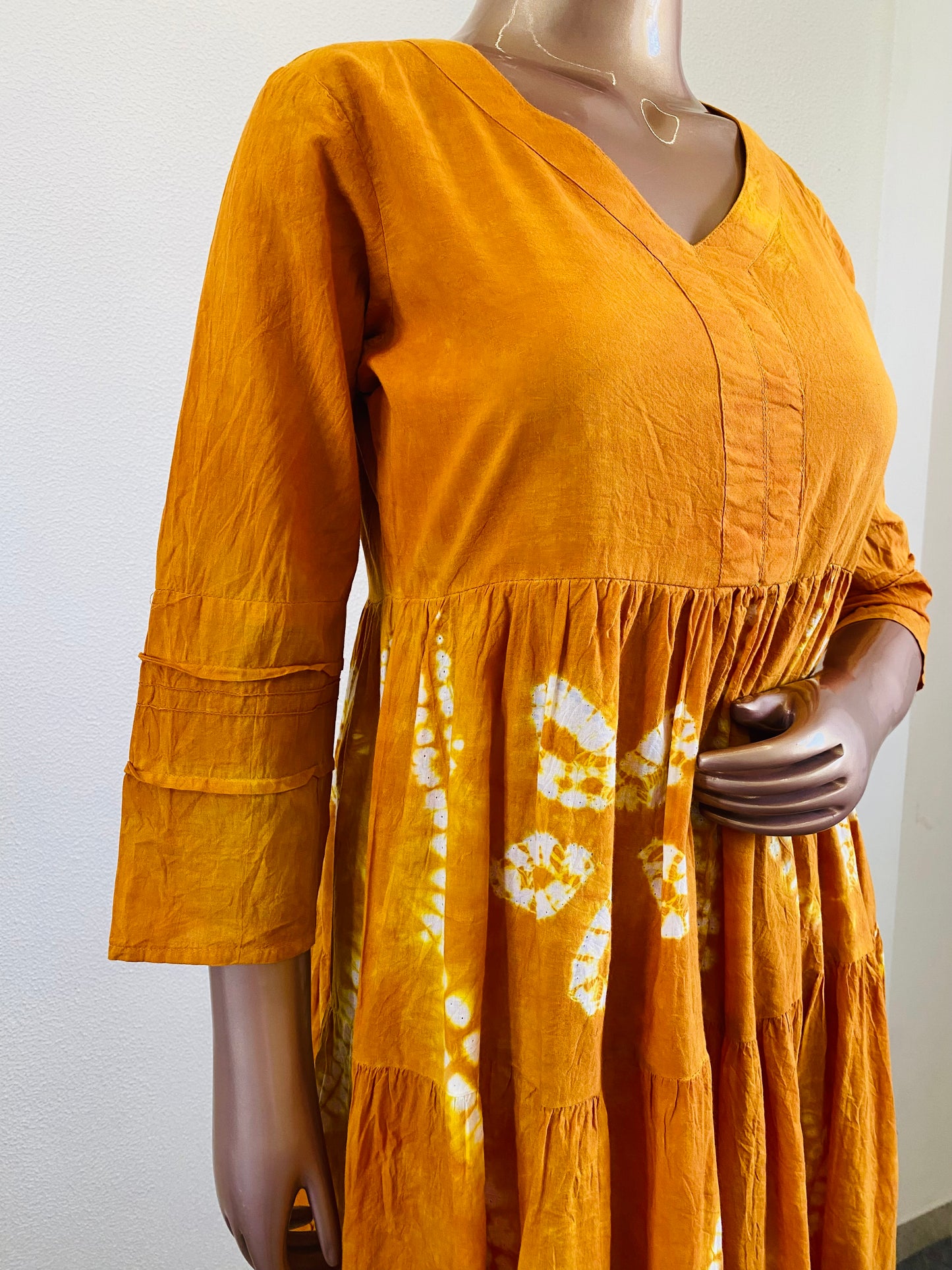 Tie & Dye Cotton Tunic - Saffron