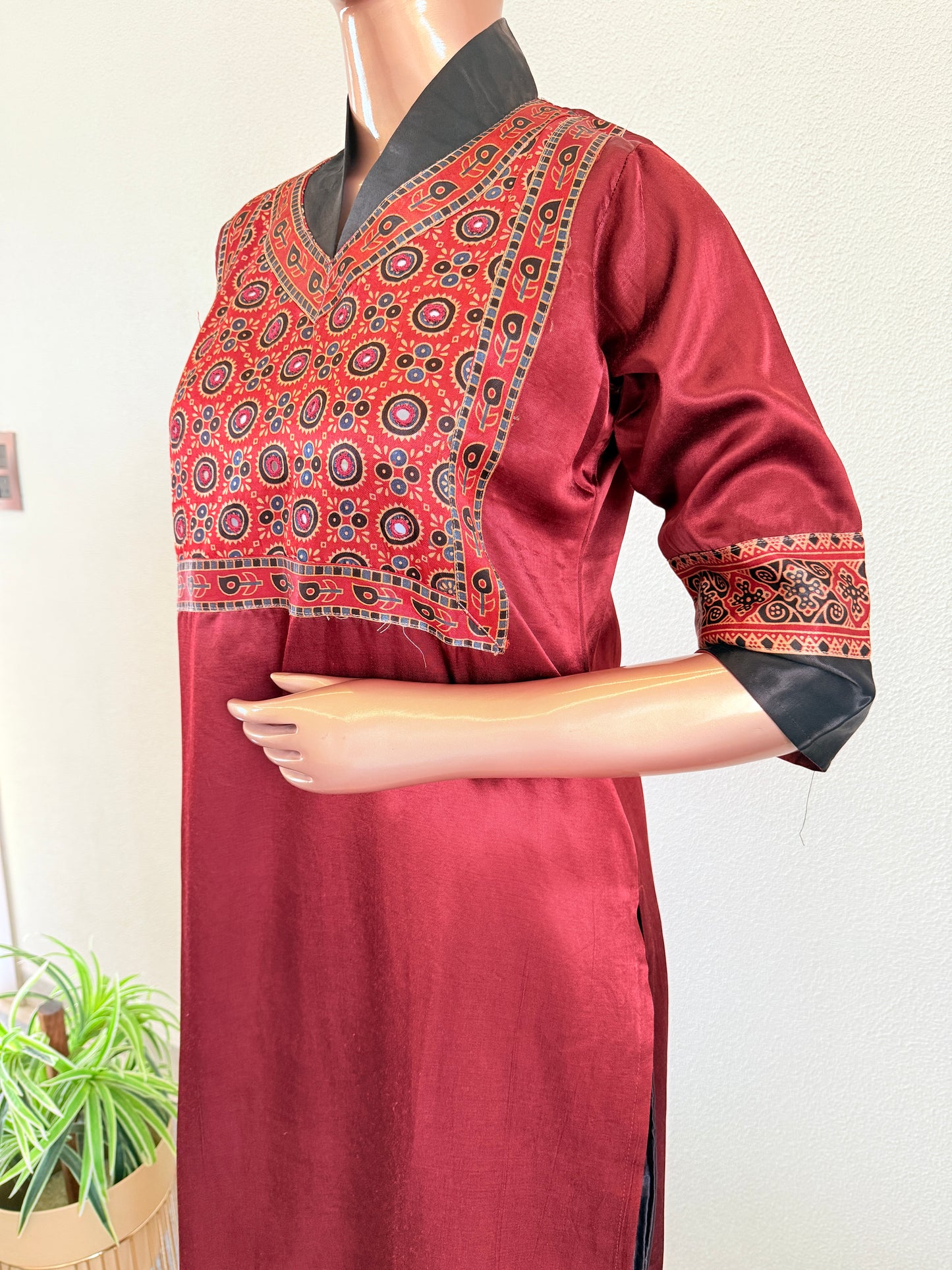 Ajrakh Kurta Pant Set - Red