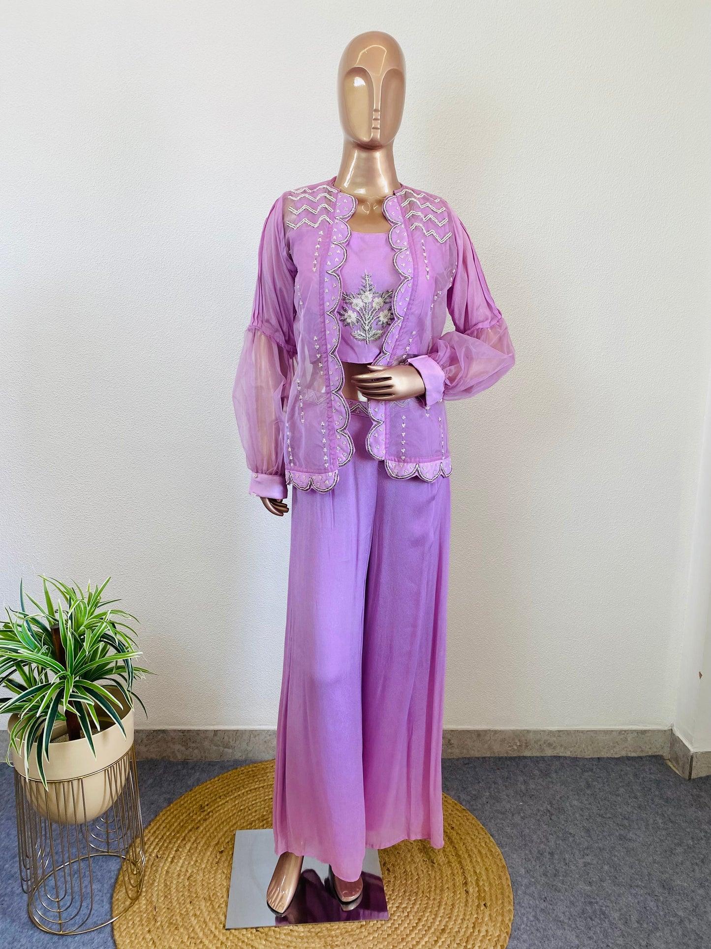 Premium Chinon Indowestern with Heavy Handwork