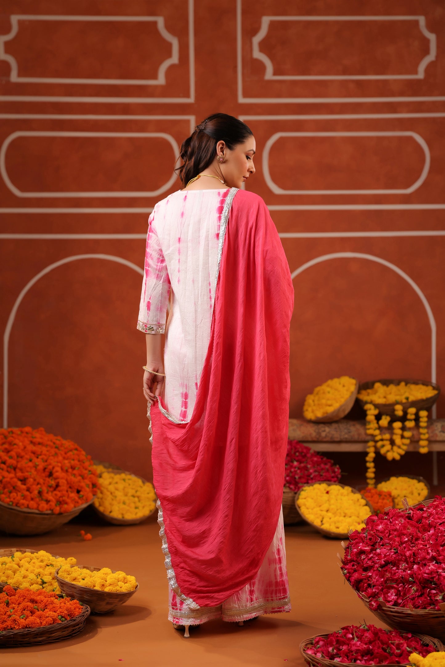 Shibori Dyed Short kurta and Sharara Set