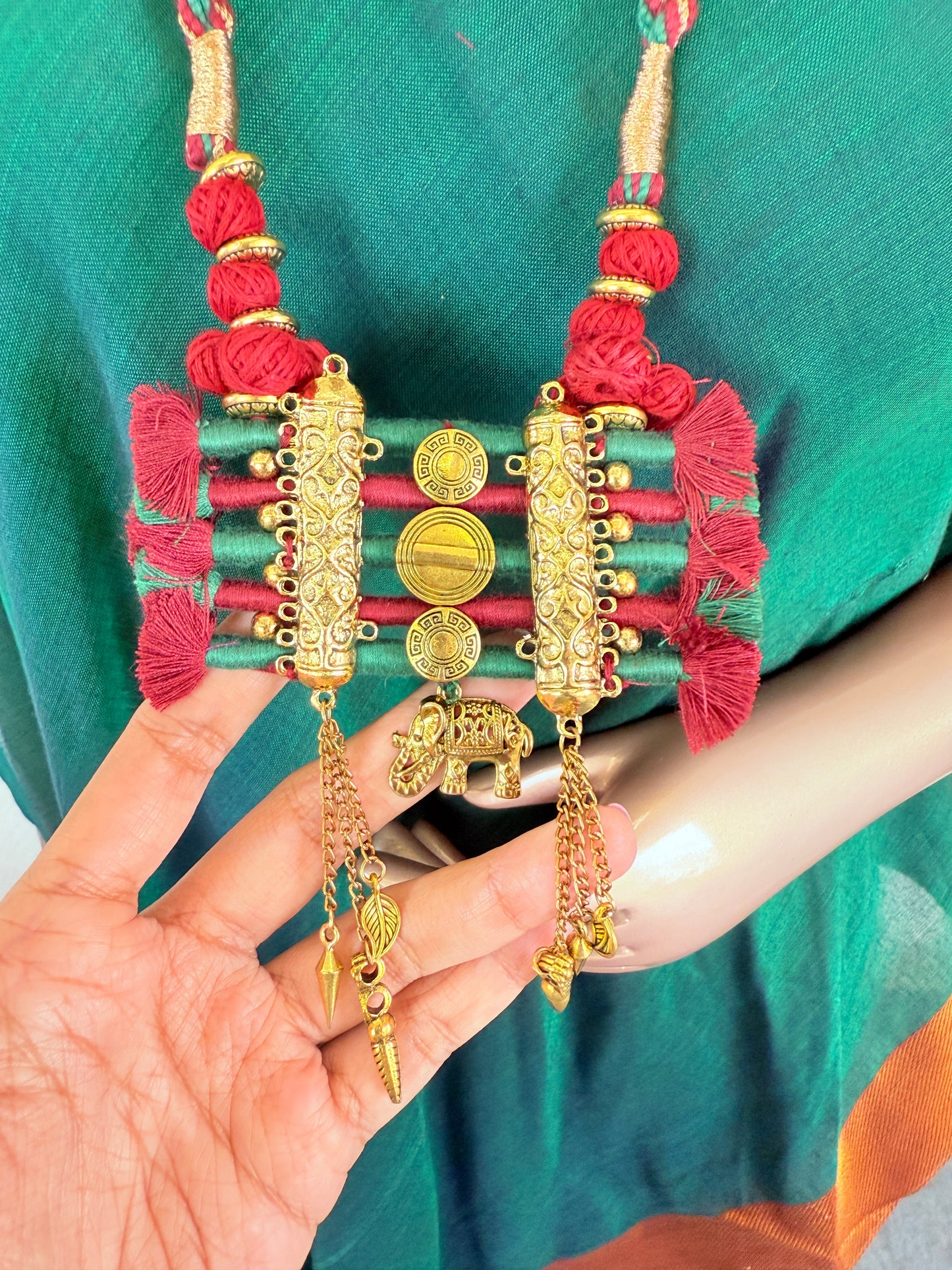 South Cotton Kaftan And Pant Set- Green