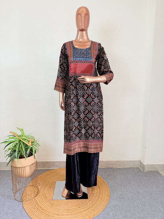 Ajrakh Print Gajji Kurta Pant Set