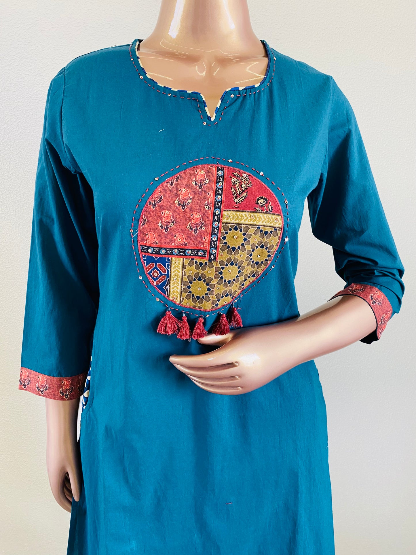 Appliqué Work Suit Set with Digital Print Dupatta