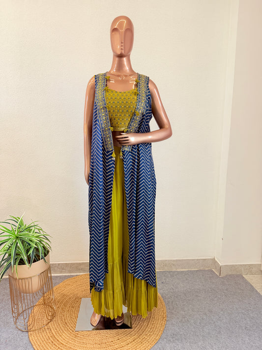 Indowestern with Lehriya Print Cape
