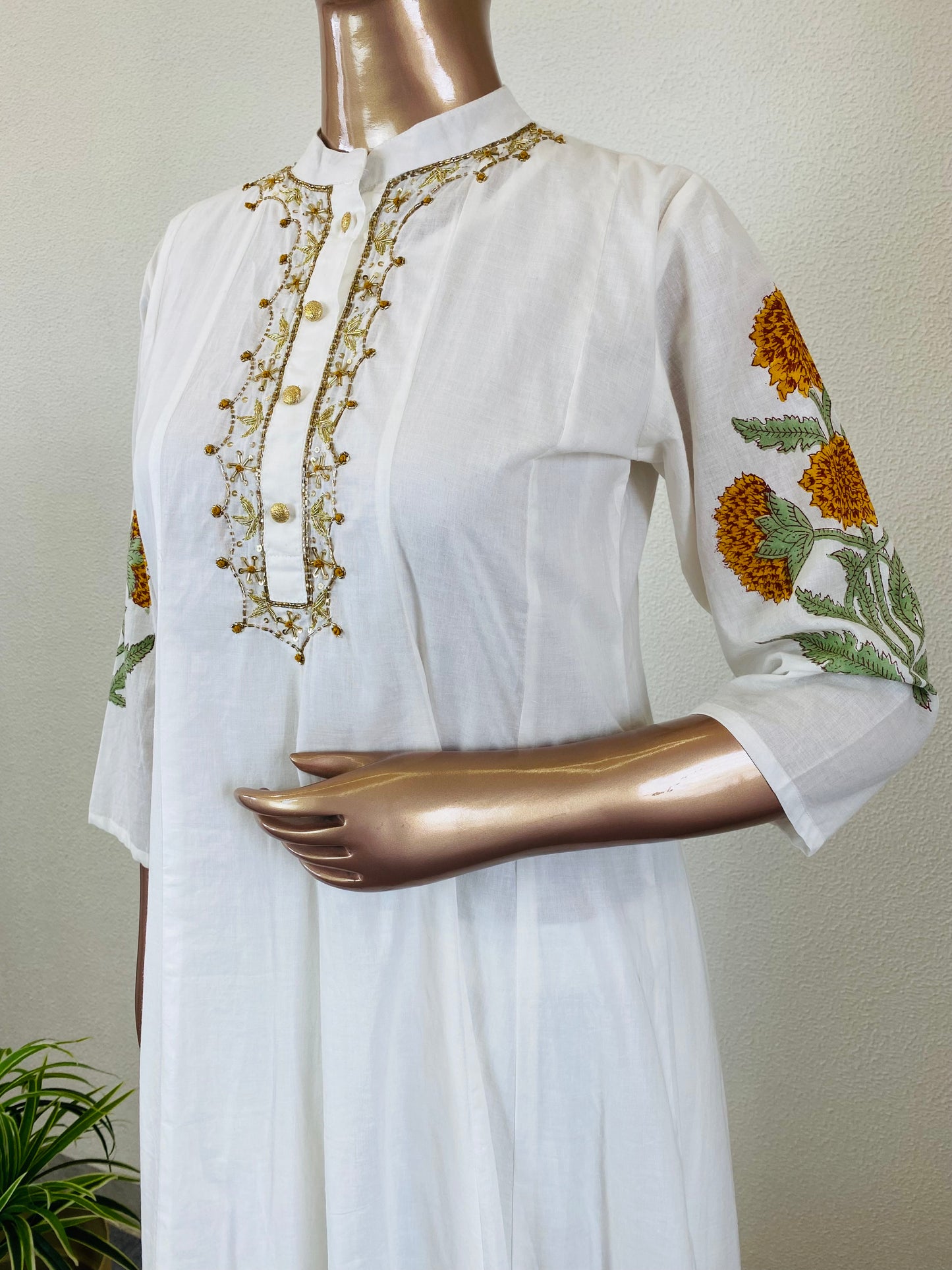 Pure Hand Block Print Anarkali Suit with Shaded Dupatta
