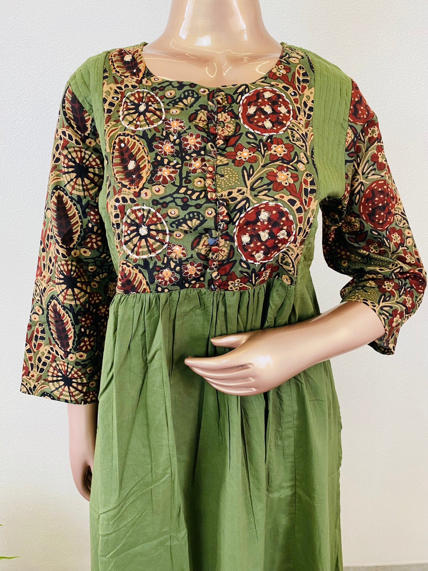 A-Line Cotton Suit Set with Printed Palazzo