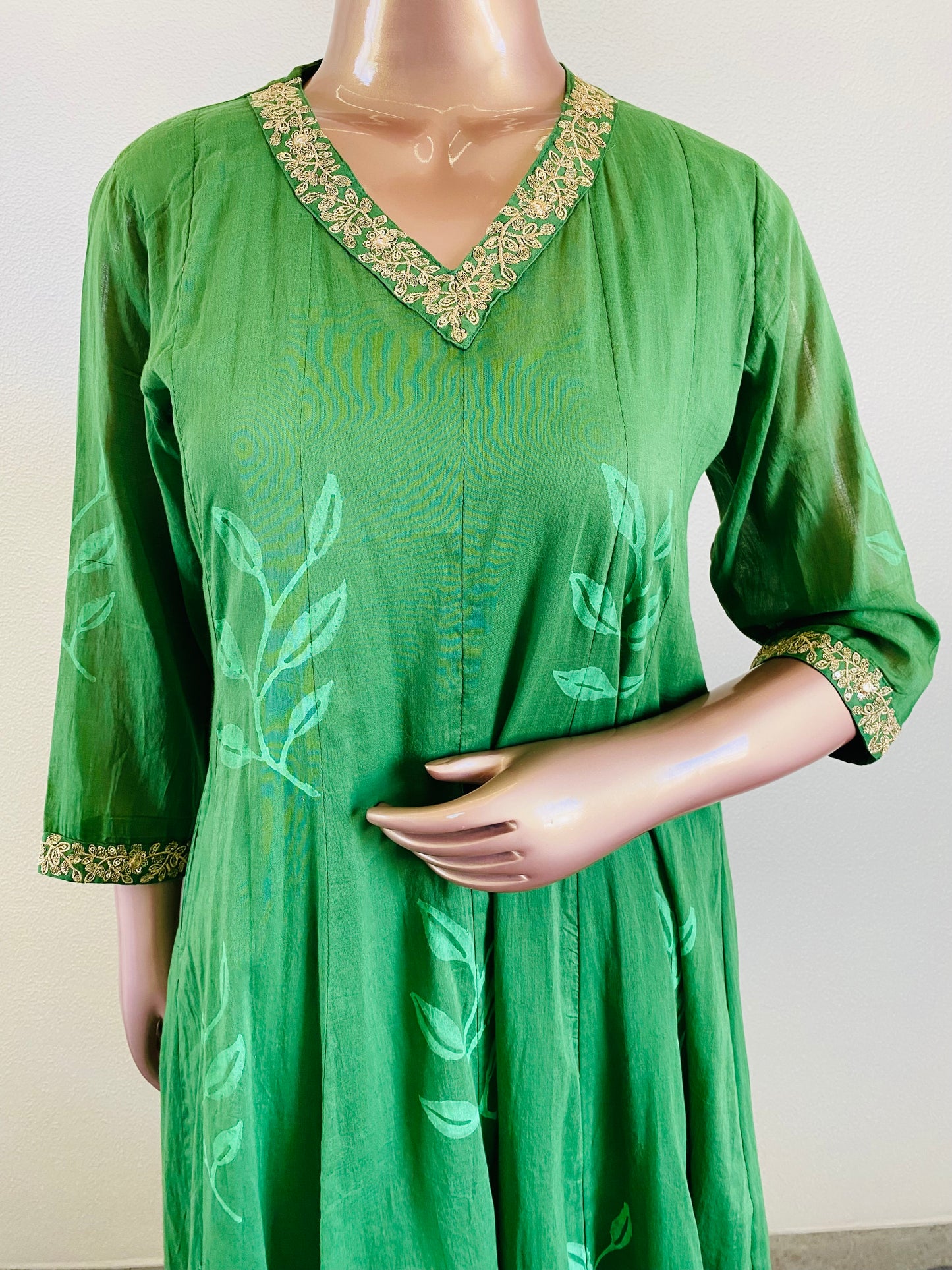 Hand Block Print Mul Cotton Anarkali Suit Set