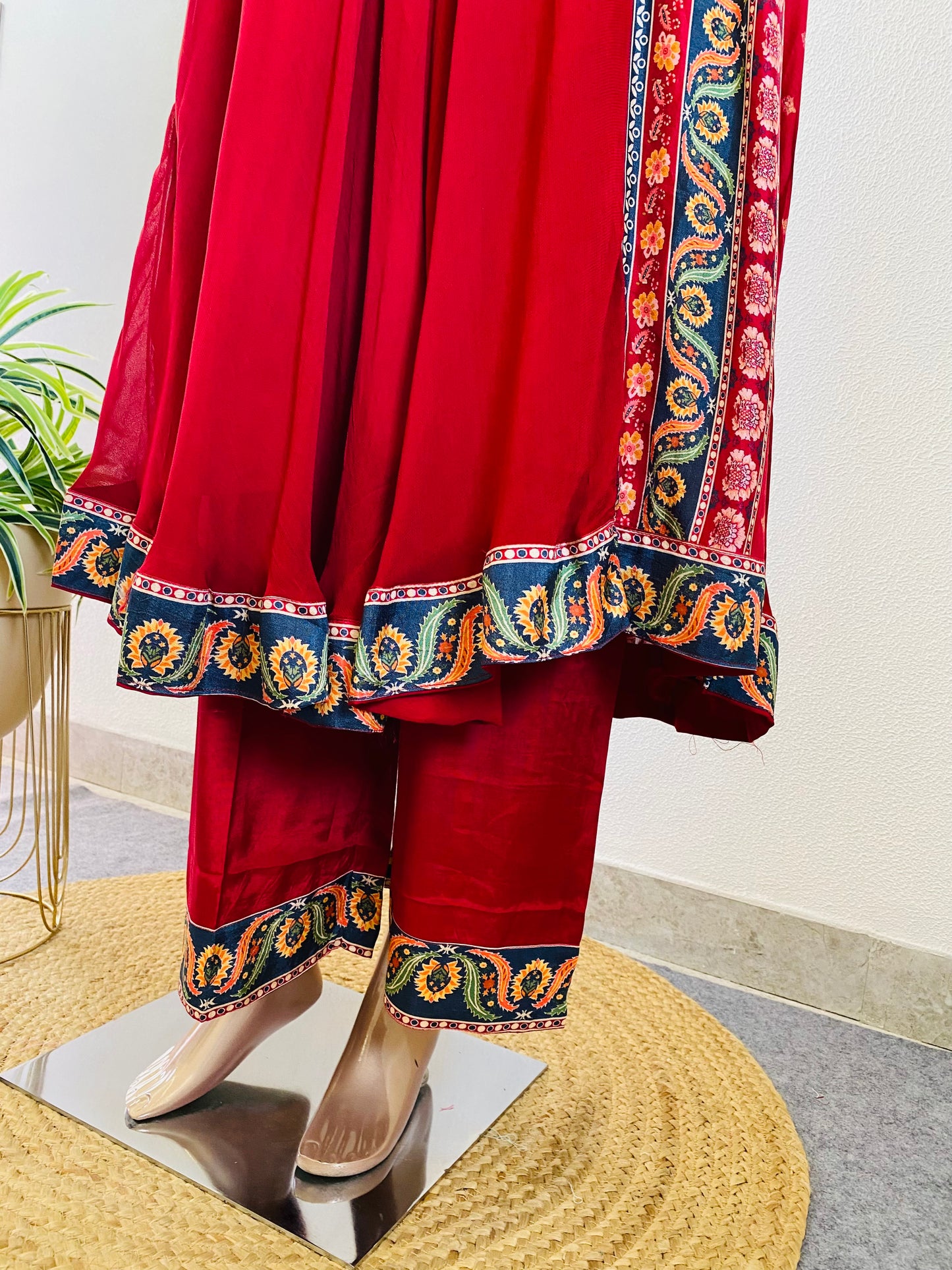 Premium Georgette Frock Suit with Printed Dola details