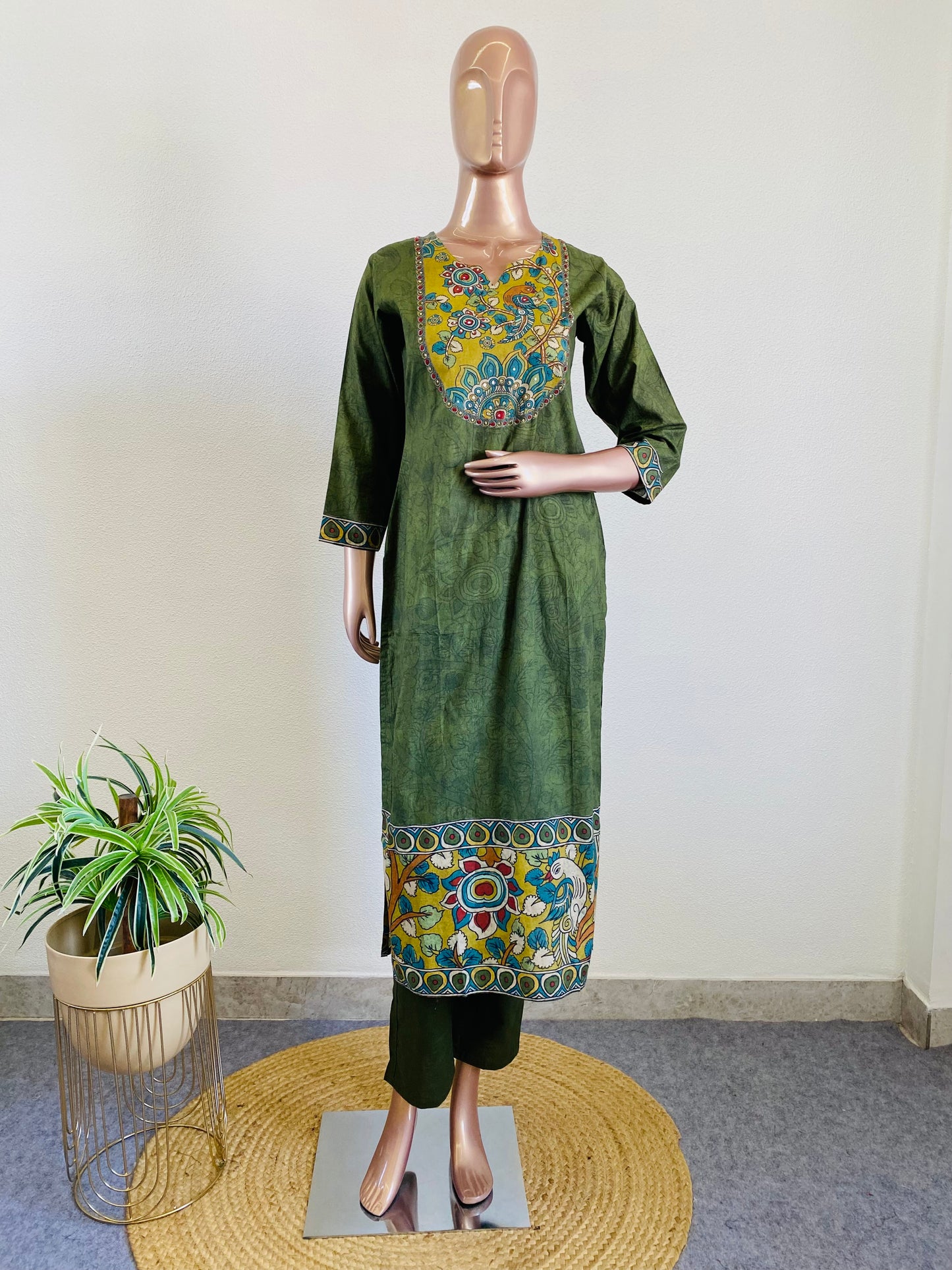 Digitally Printed Kalamkari Cotton Suit