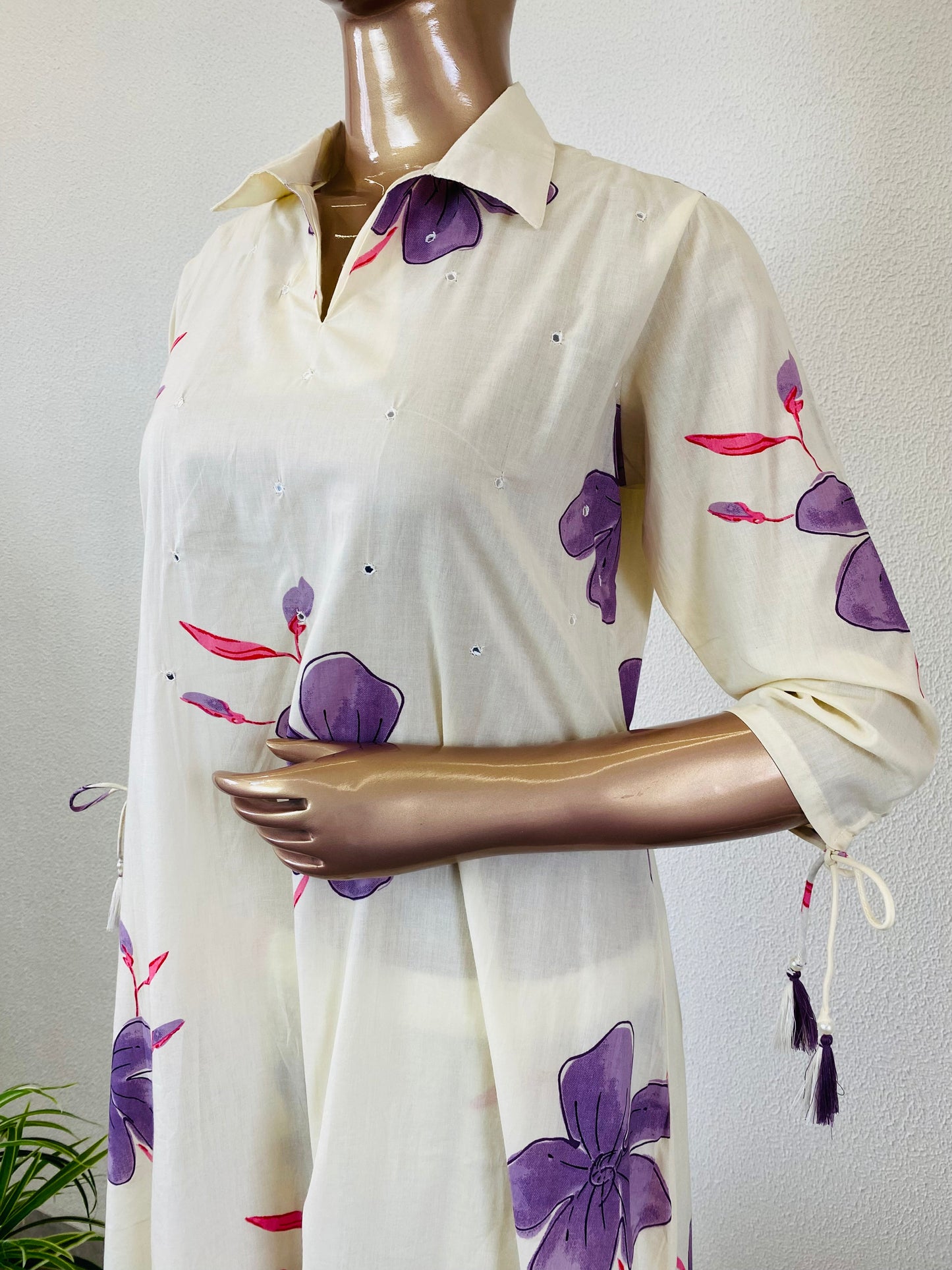 Cotton Kurta Pant Set with Adjustable Sleeves
