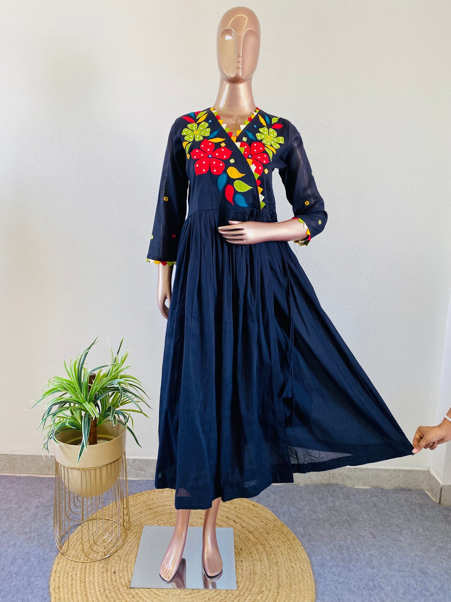 Applique & Mirror work Mul Tunic