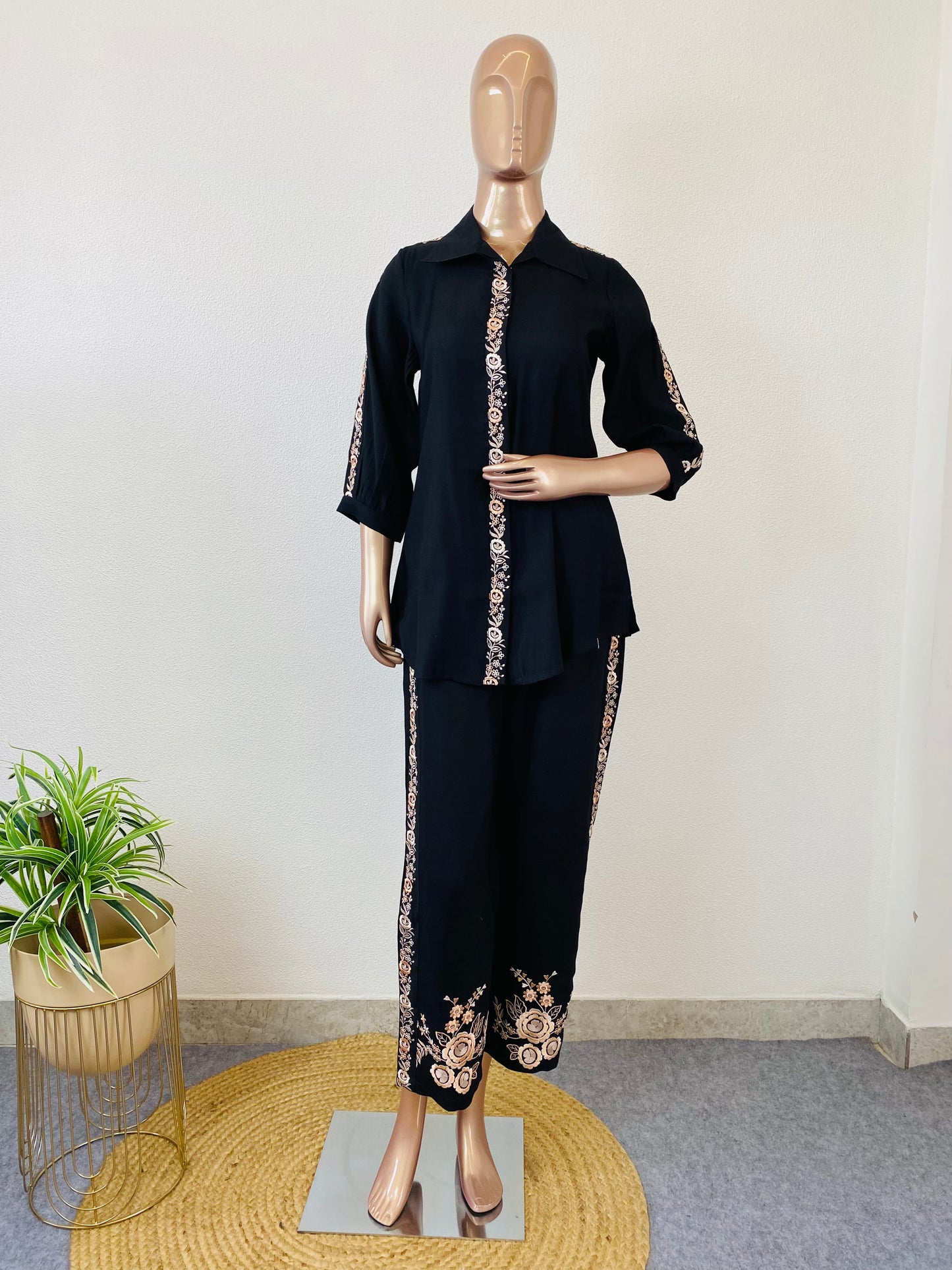 Imported Cotton Silk Coords with Embroidery Detailing