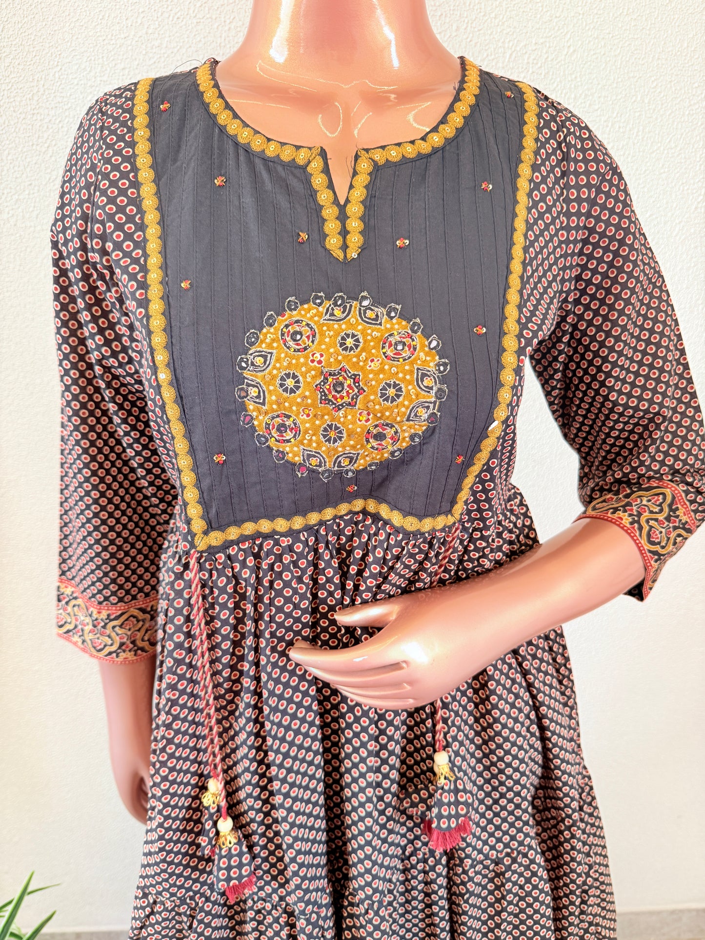 Tiered Pattern Cotton Printed Frock Suit