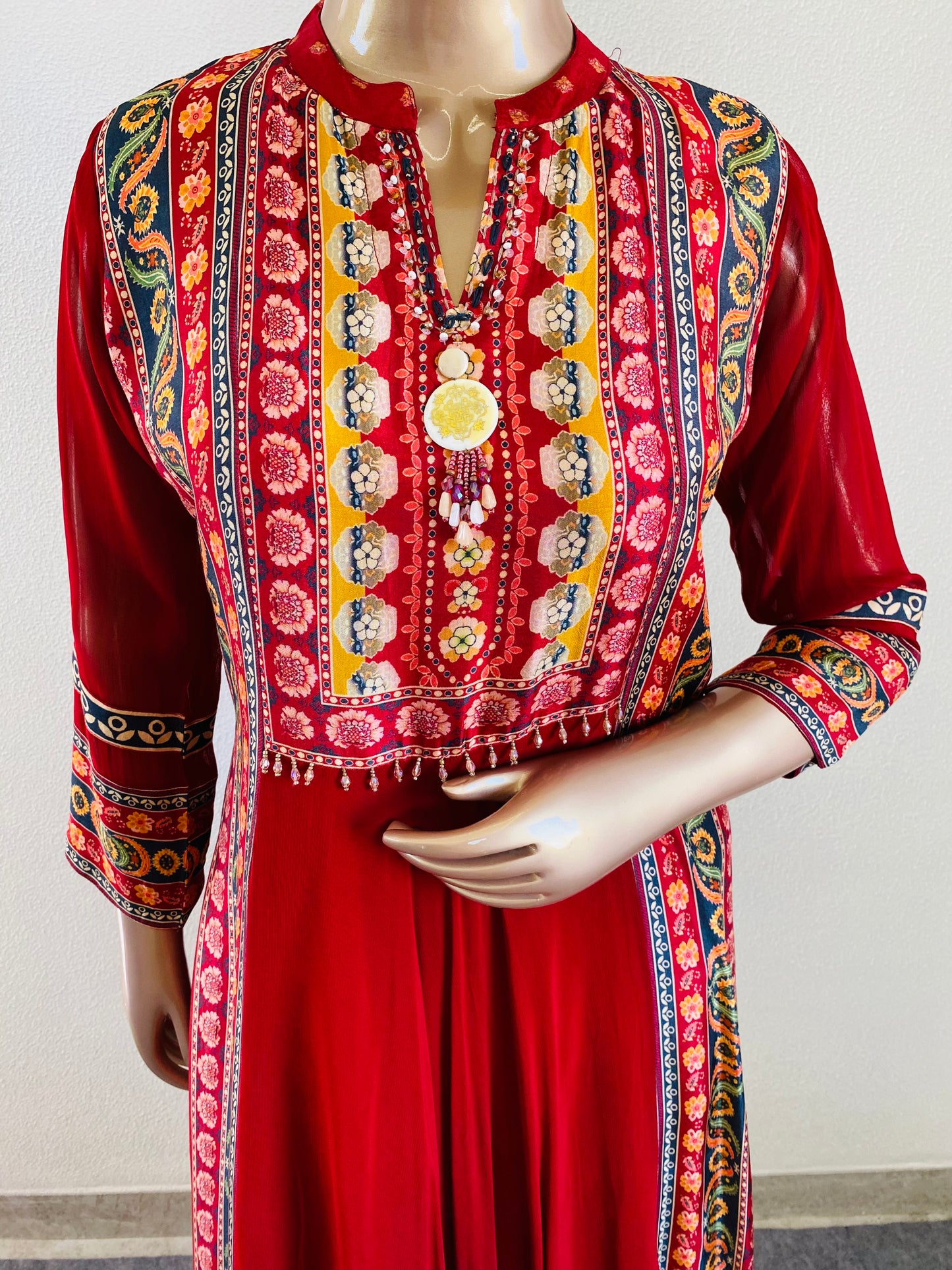 Premium Georgette Frock Suit with Printed Dola details