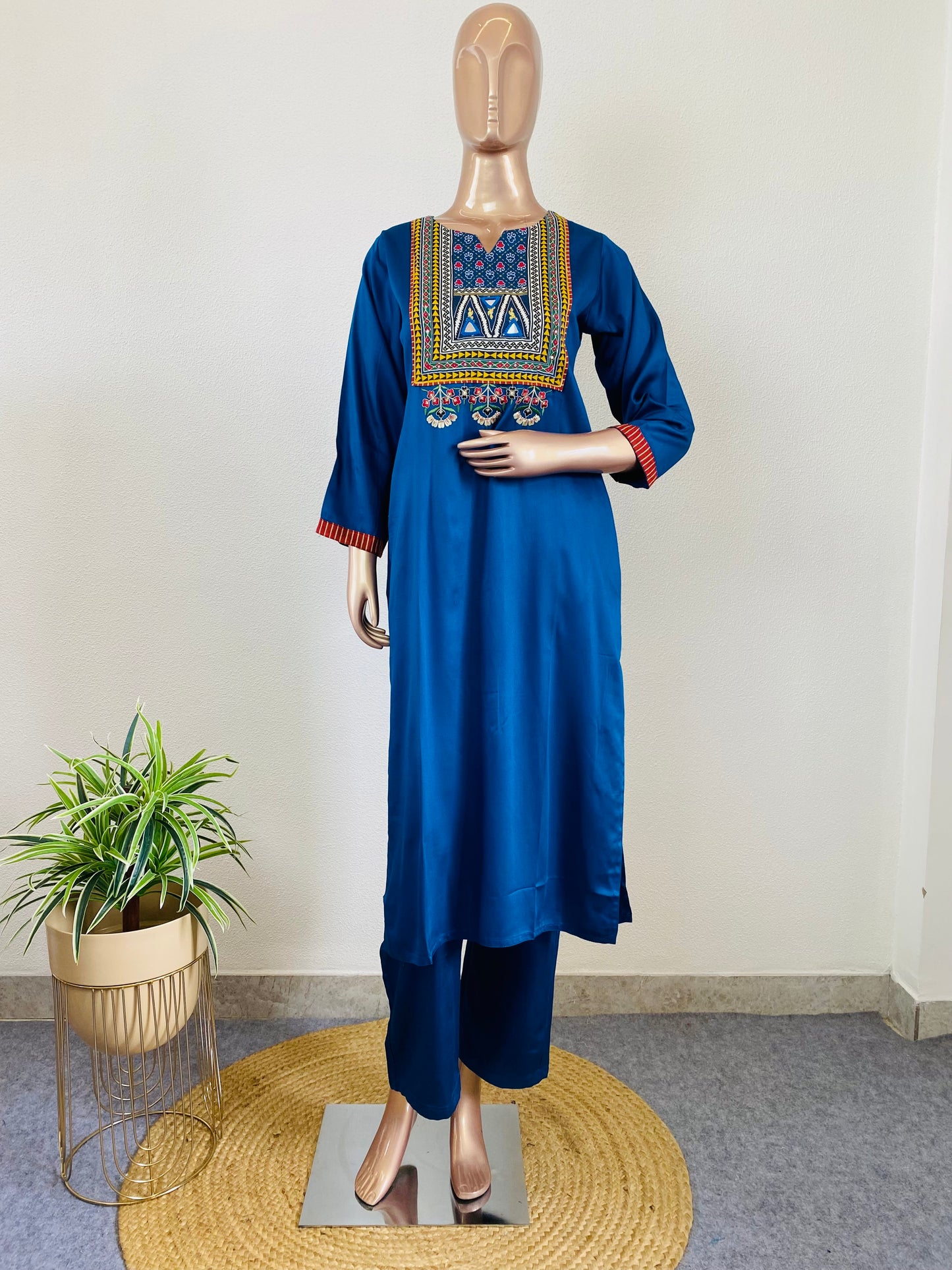 Gajji Silk Suit Set With Printed Dupatta