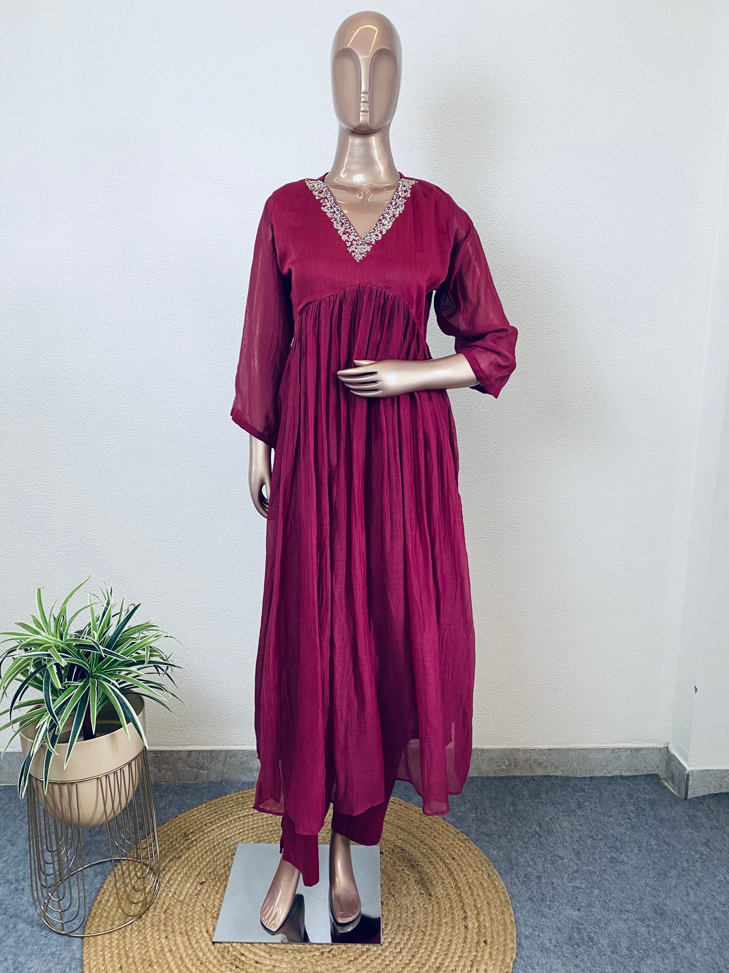 Pure Mul Chanderi Alia Suit Set with Heavy Dupatta