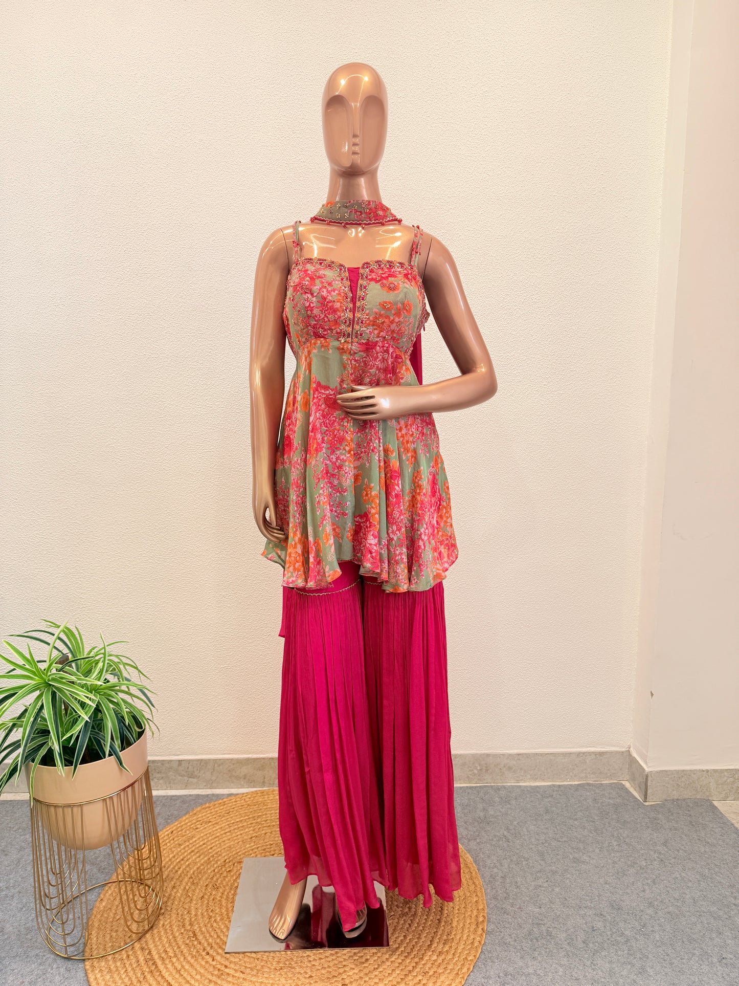 Floral Peplum with Sharara Set