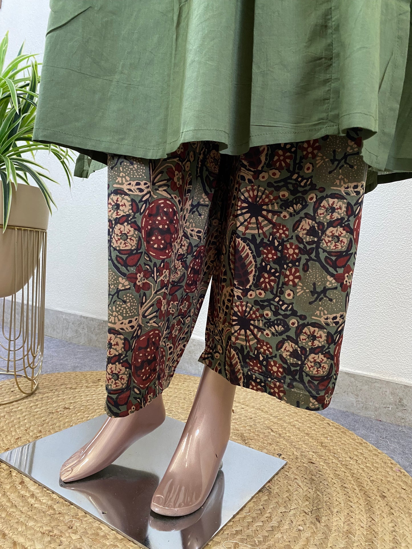 A-Line Cotton Suit Set with Printed Palazzo
