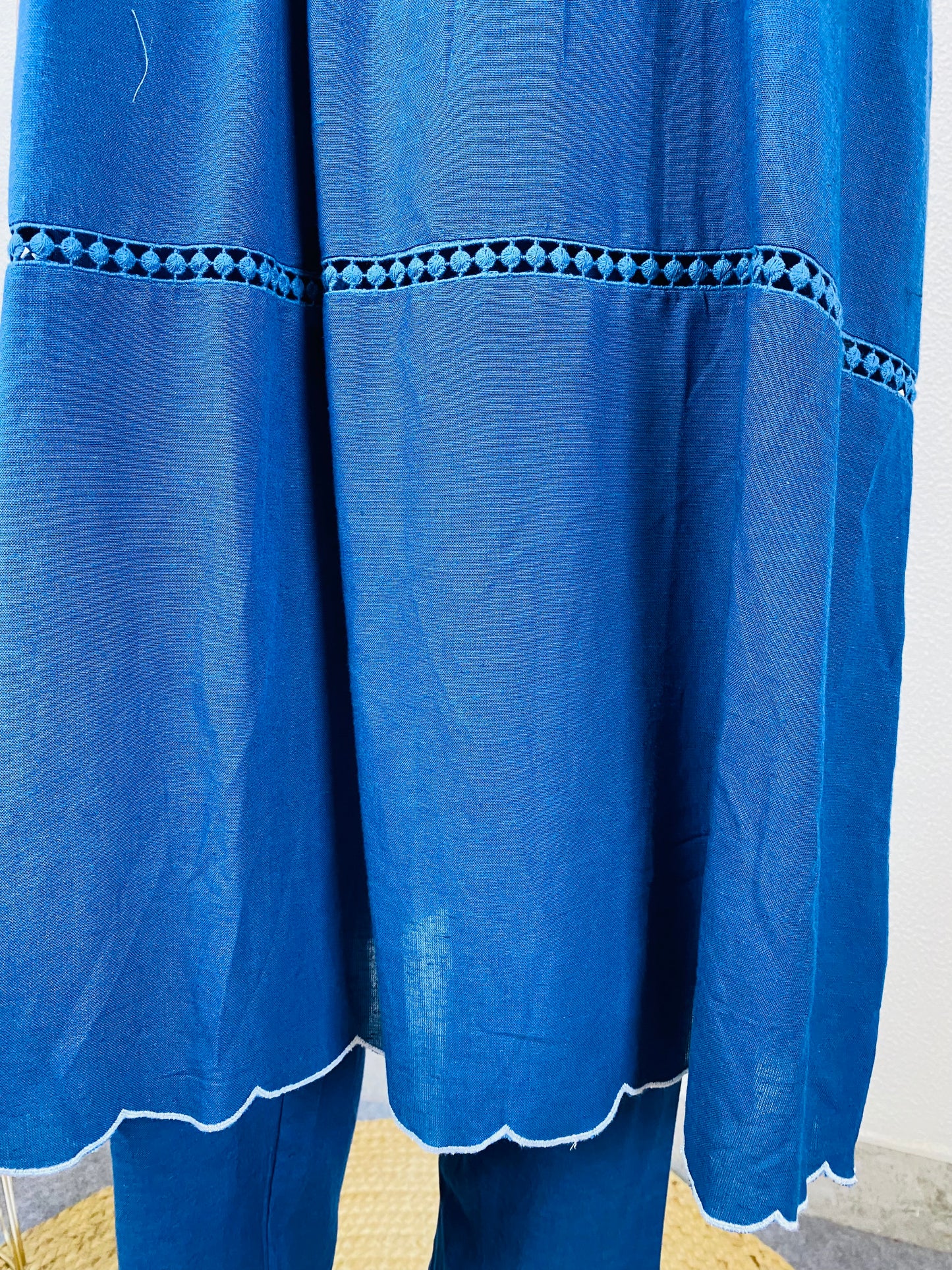 Cotton Flex A-line kurti Pant with Aari Work