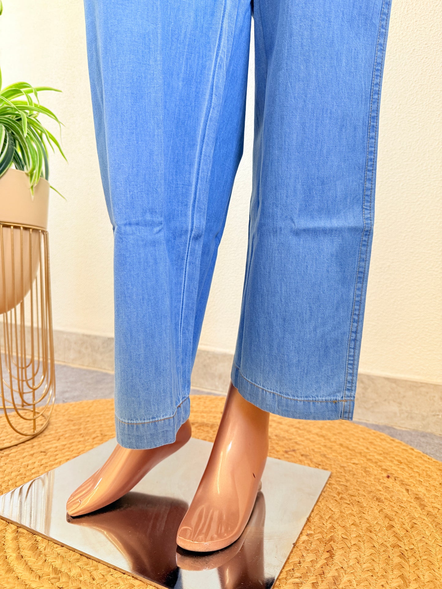 Printed Linen Co Ord Set with Denim Pants