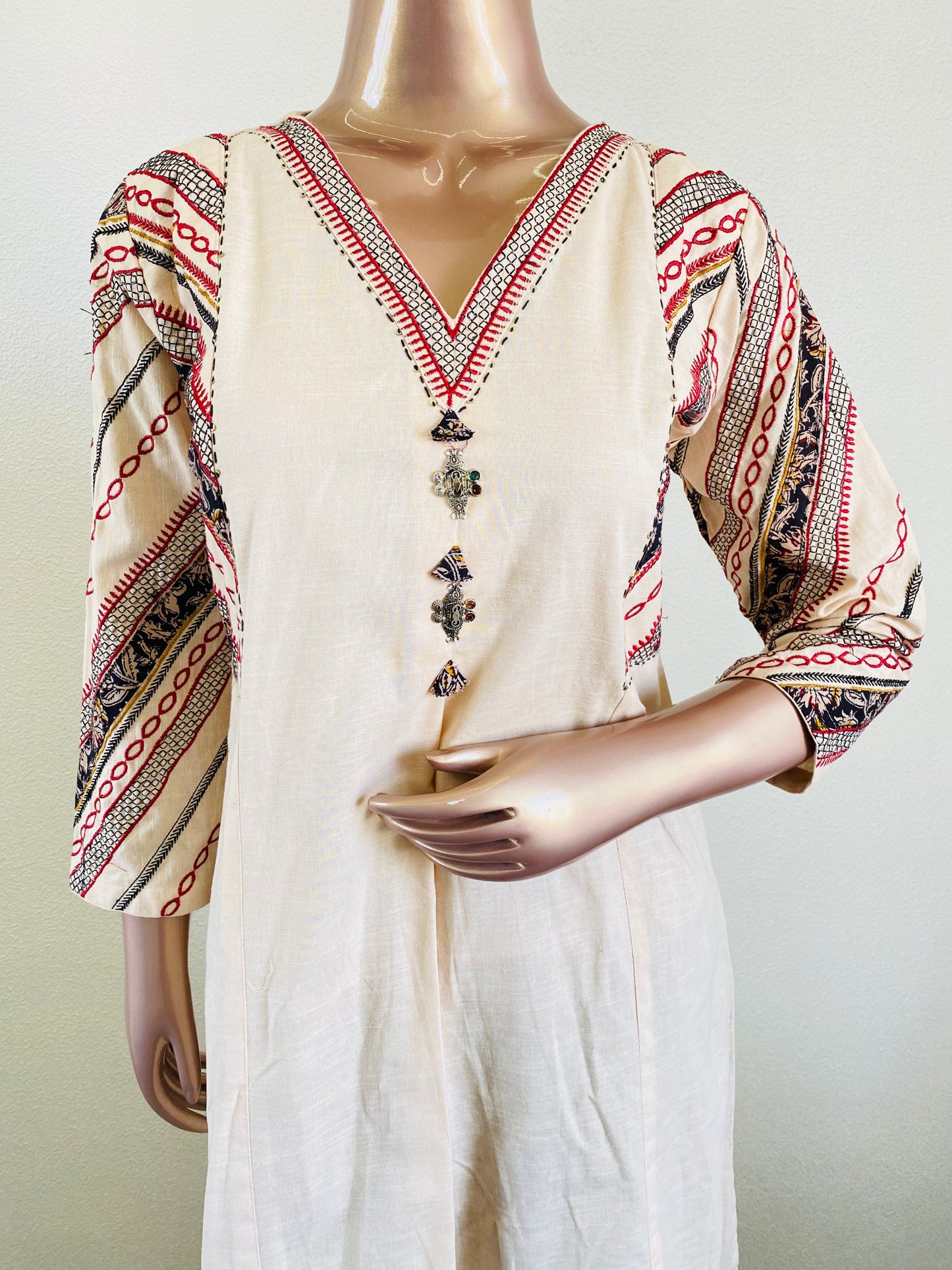 Embroidered & Appliqué Suit Set with Kalamkari Palazzo