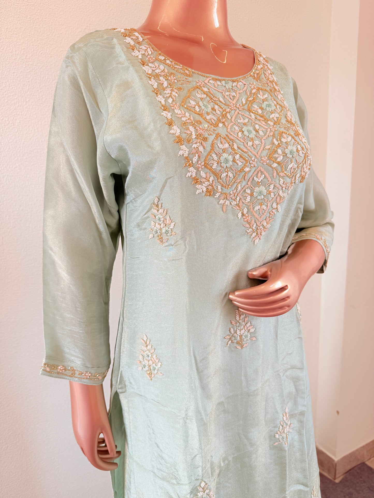 Tissue Palazzo set with hand Zardozi Work