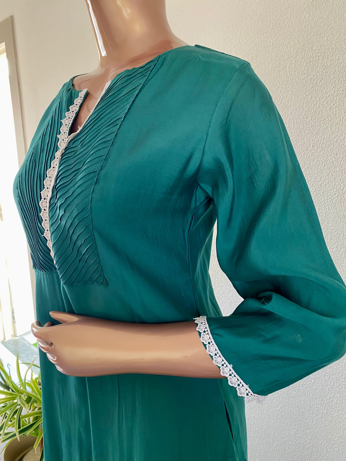 Roman Silk Suit with Organza Dupatta and Aari work
