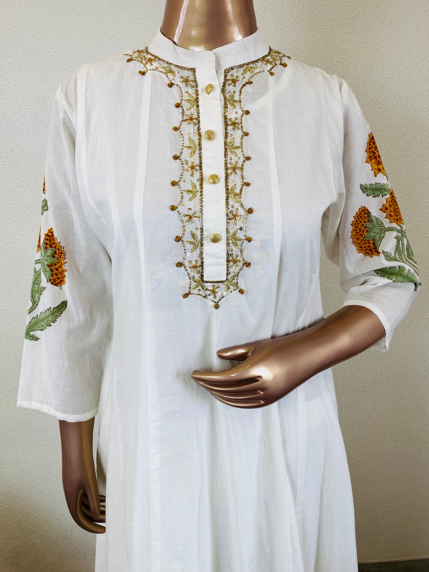 Pure Hand Block Print Anarkali Suit with Shaded Dupatta