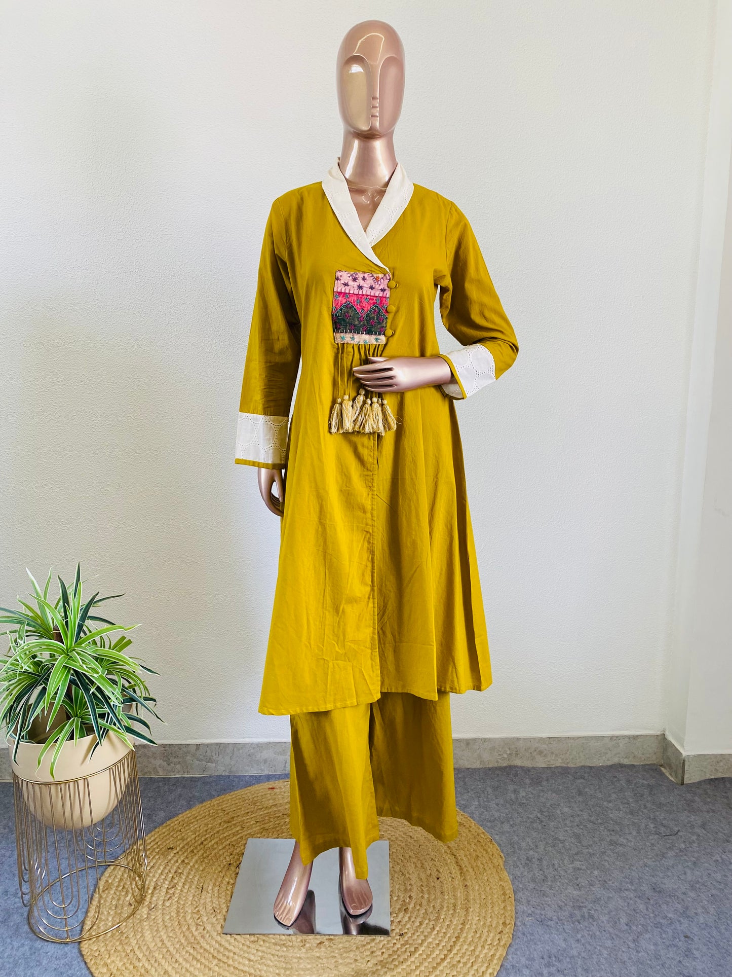Schifili Turn Collar Kurta Palazzo Set