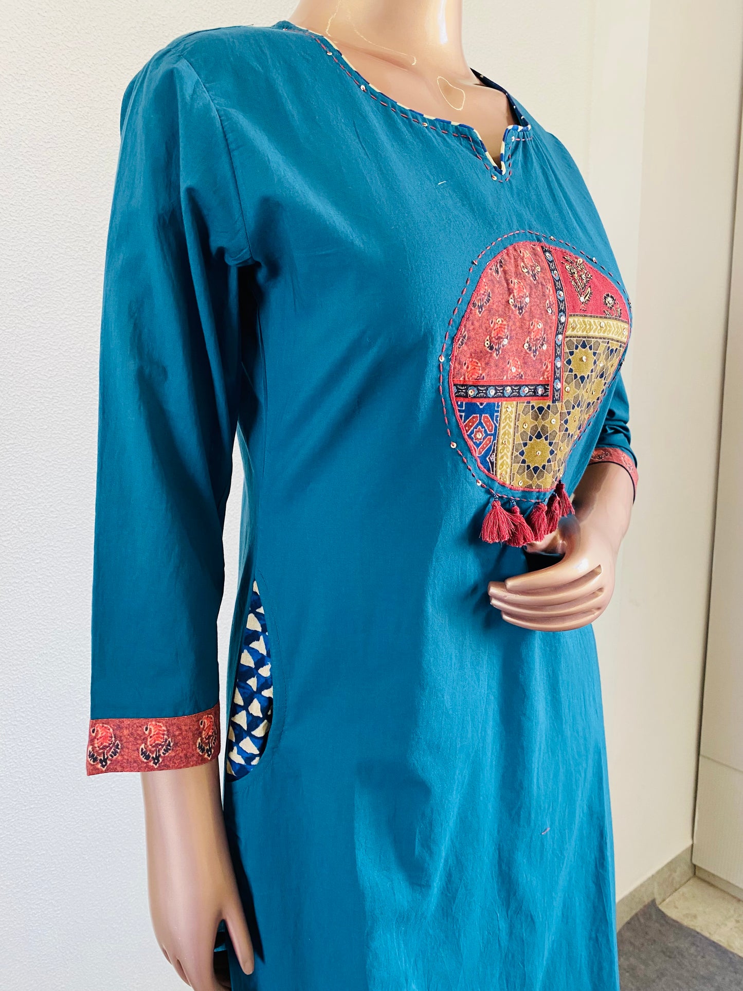 Appliqué Work Suit Set with Digital Print Dupatta