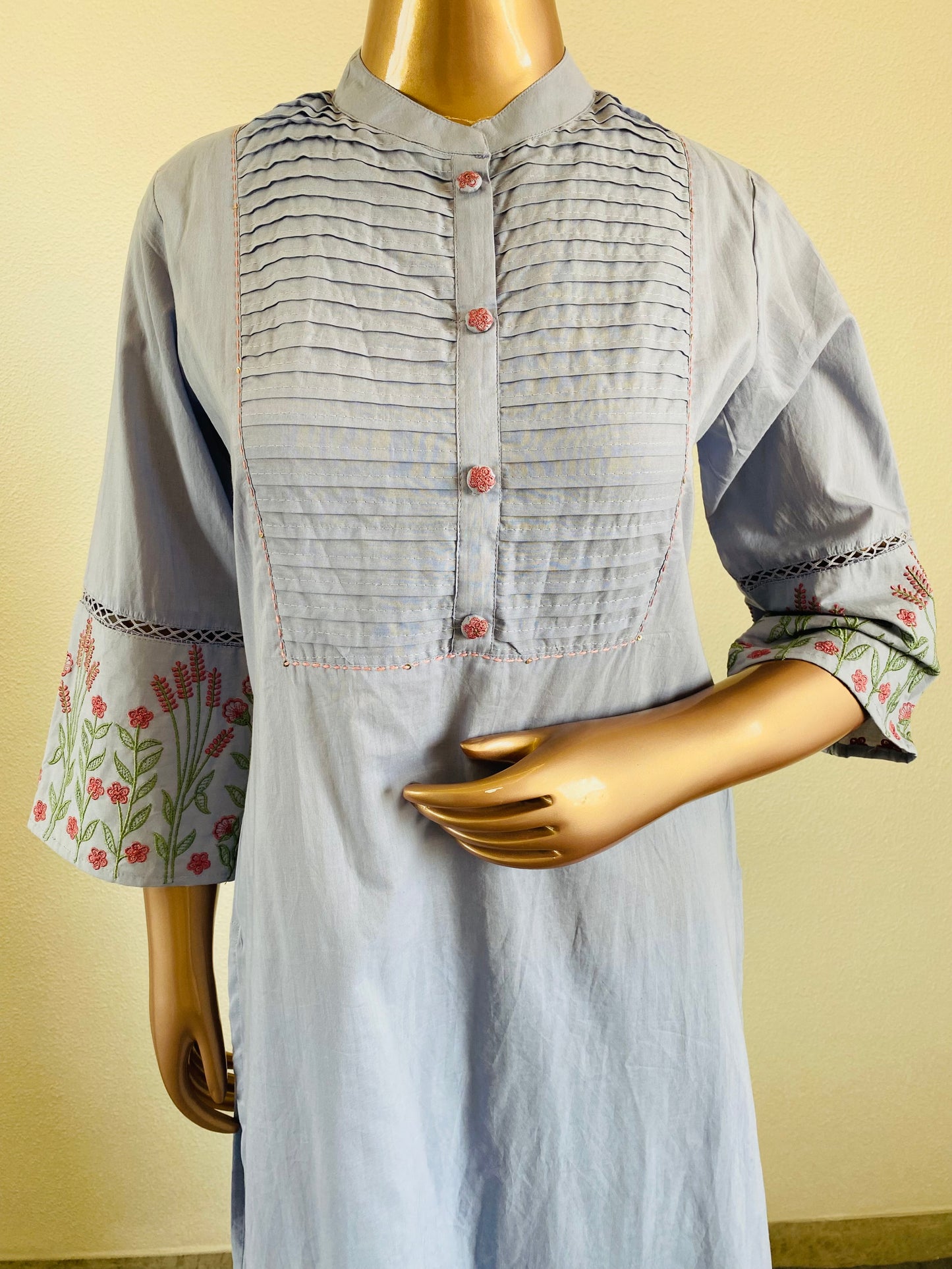 Embroidered Cotton Kurta Pant Set
