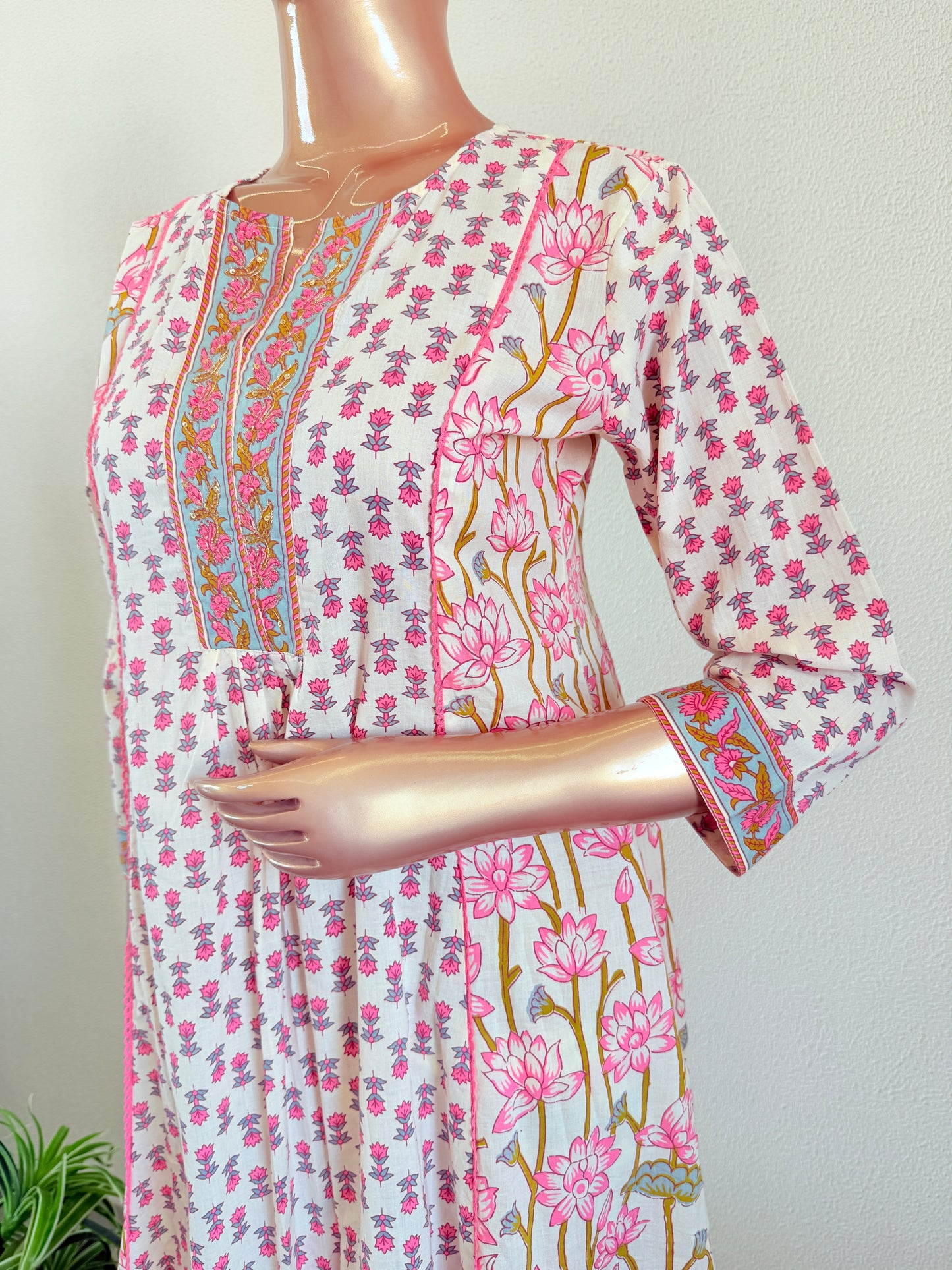 Pichwai Lotus Print Cotton Anarkali Suit Set