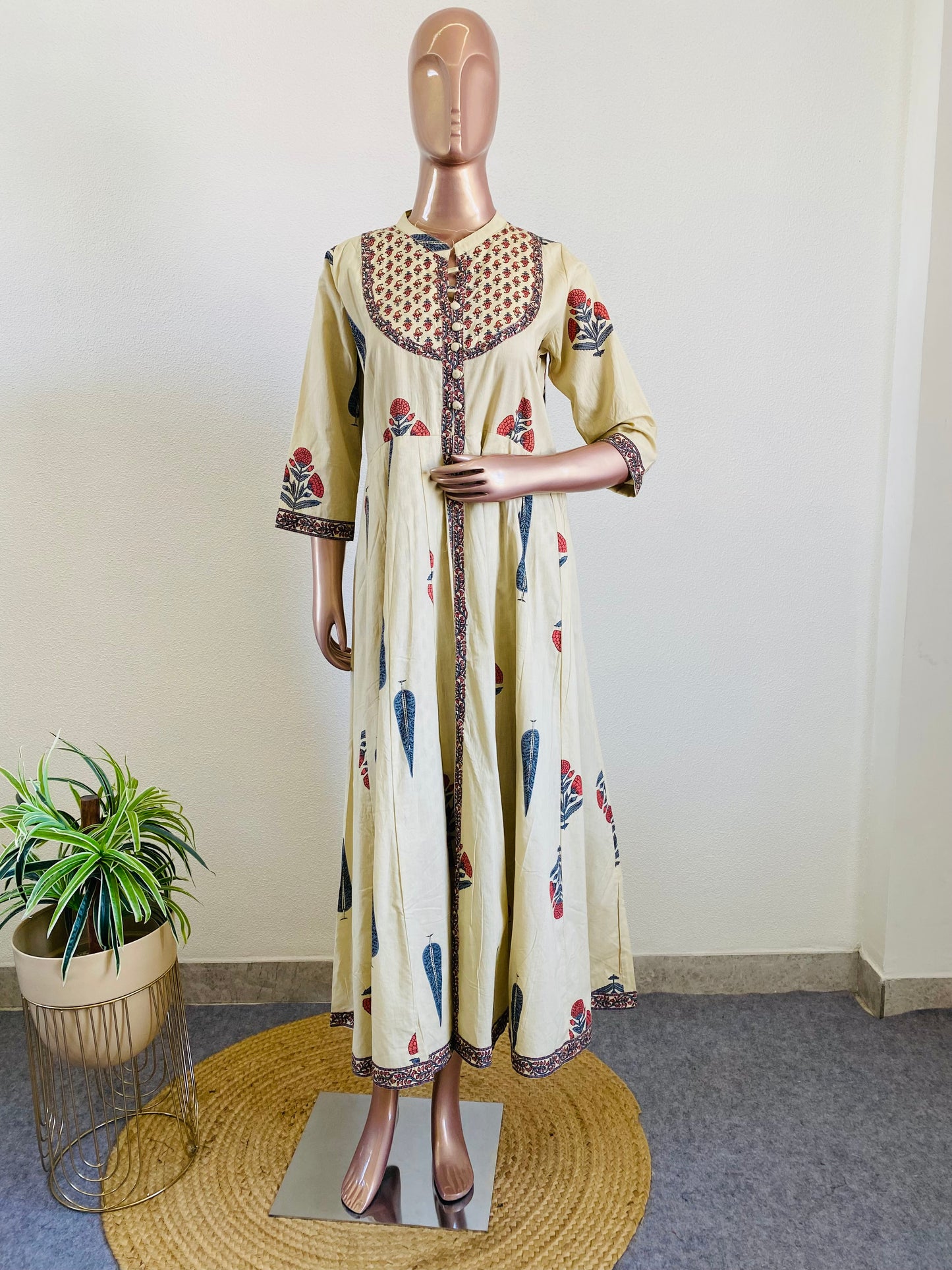 Block Print Flared Double Layer Tunic with Dupatta
