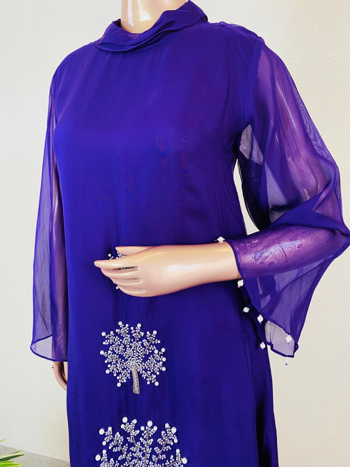 Organza Top with Chinon Palazzo - Purple
