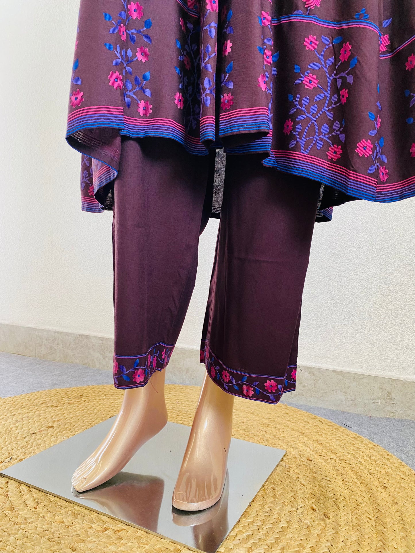 Printed Rayon Frock Kurta Pant Set