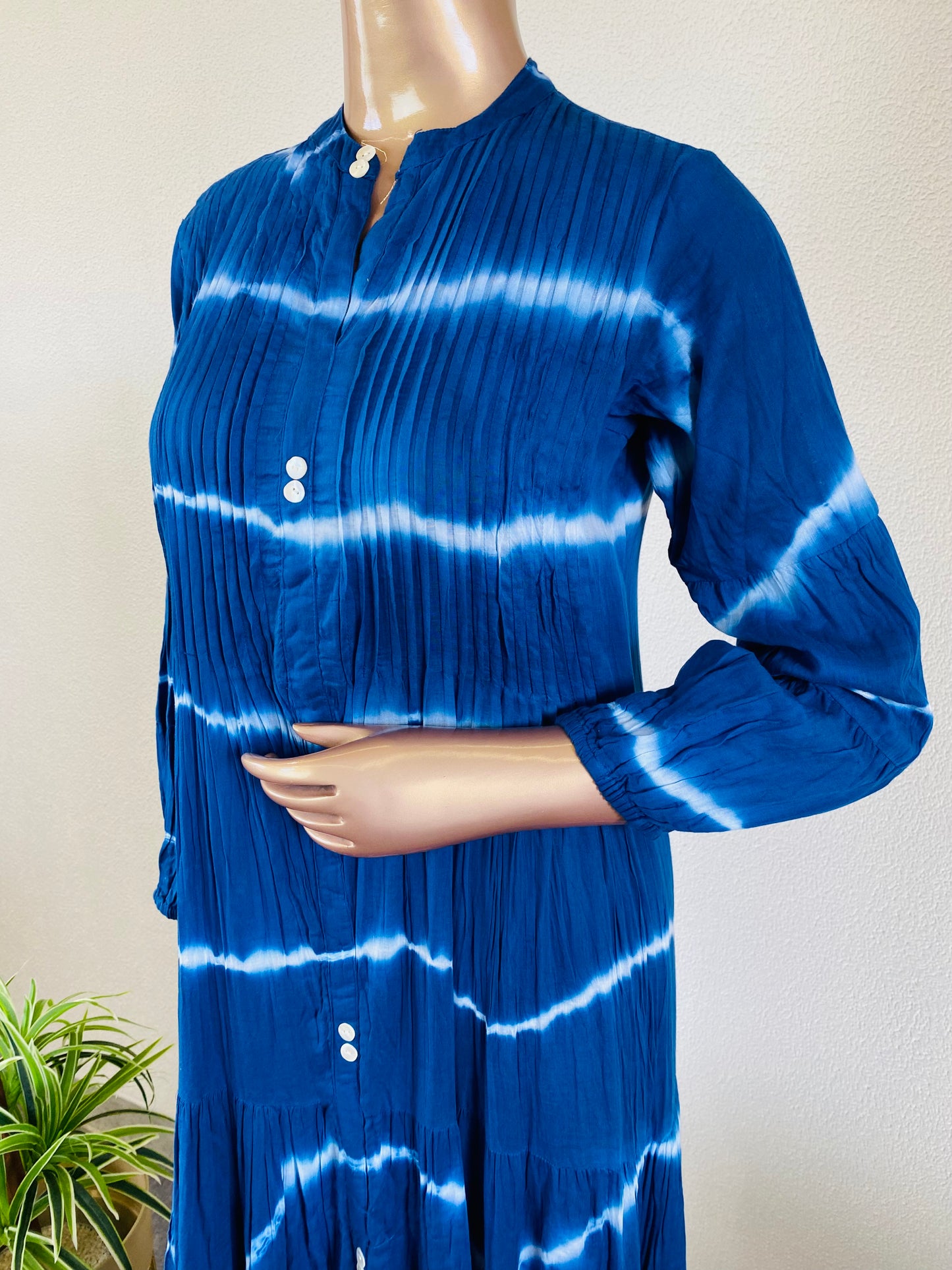 Lehariya Dyed Tiered Pattern Long Tunic
