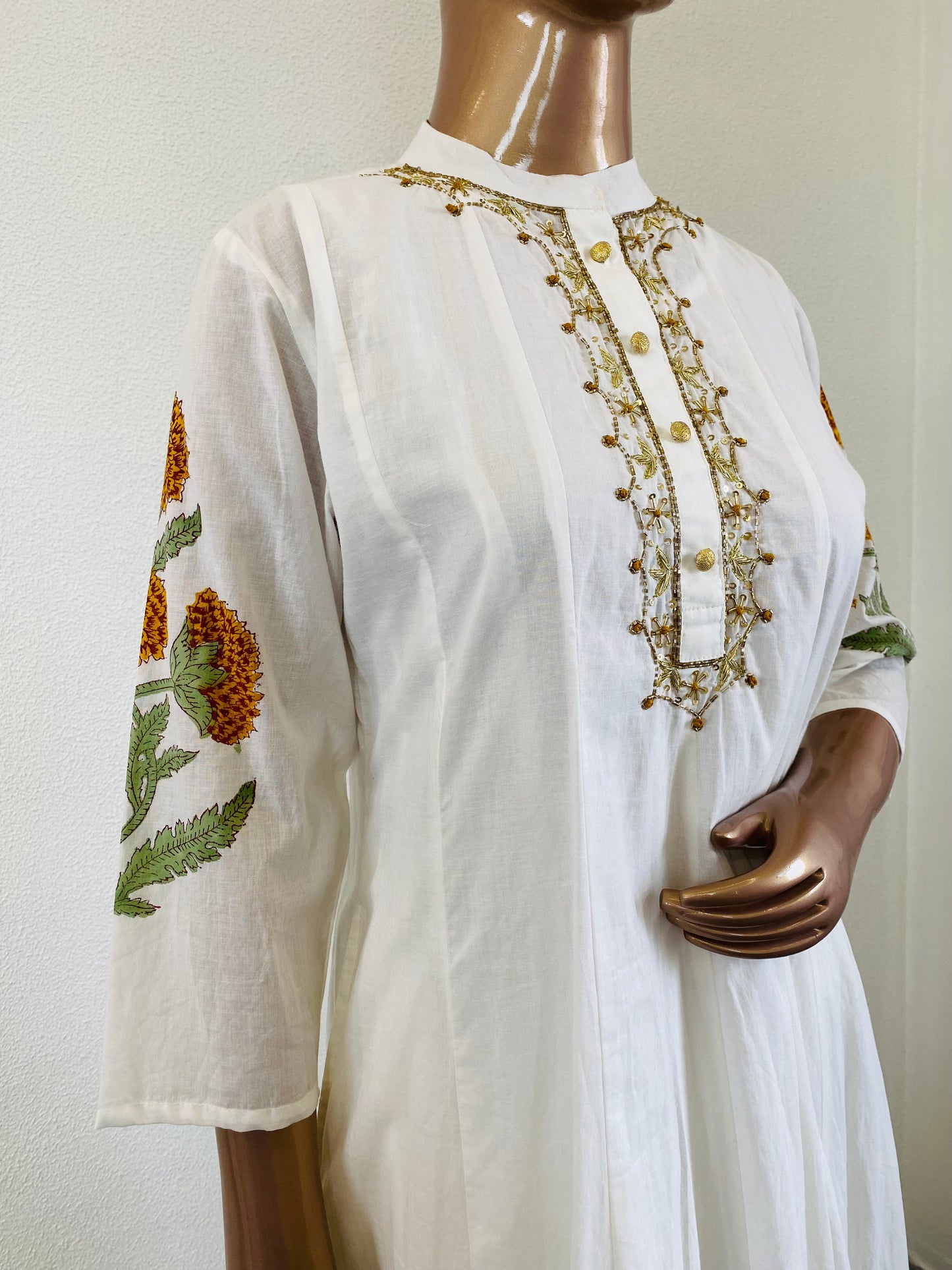 Pure Hand Block Print Anarkali Suit with Shaded Dupatta