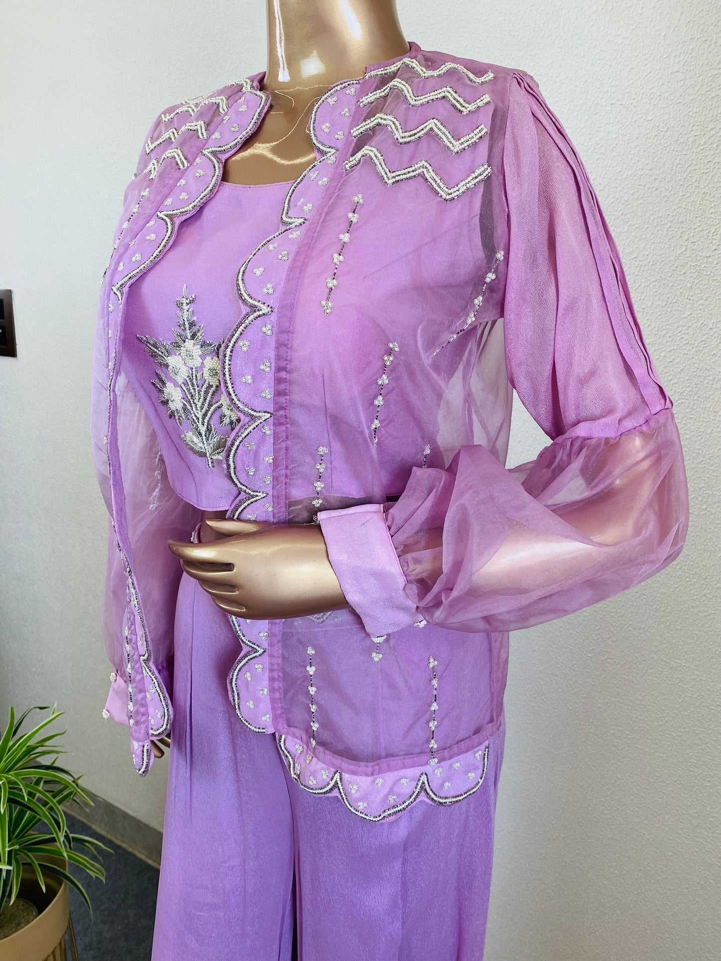 Premium Chinon Indowestern with Heavy Handwork