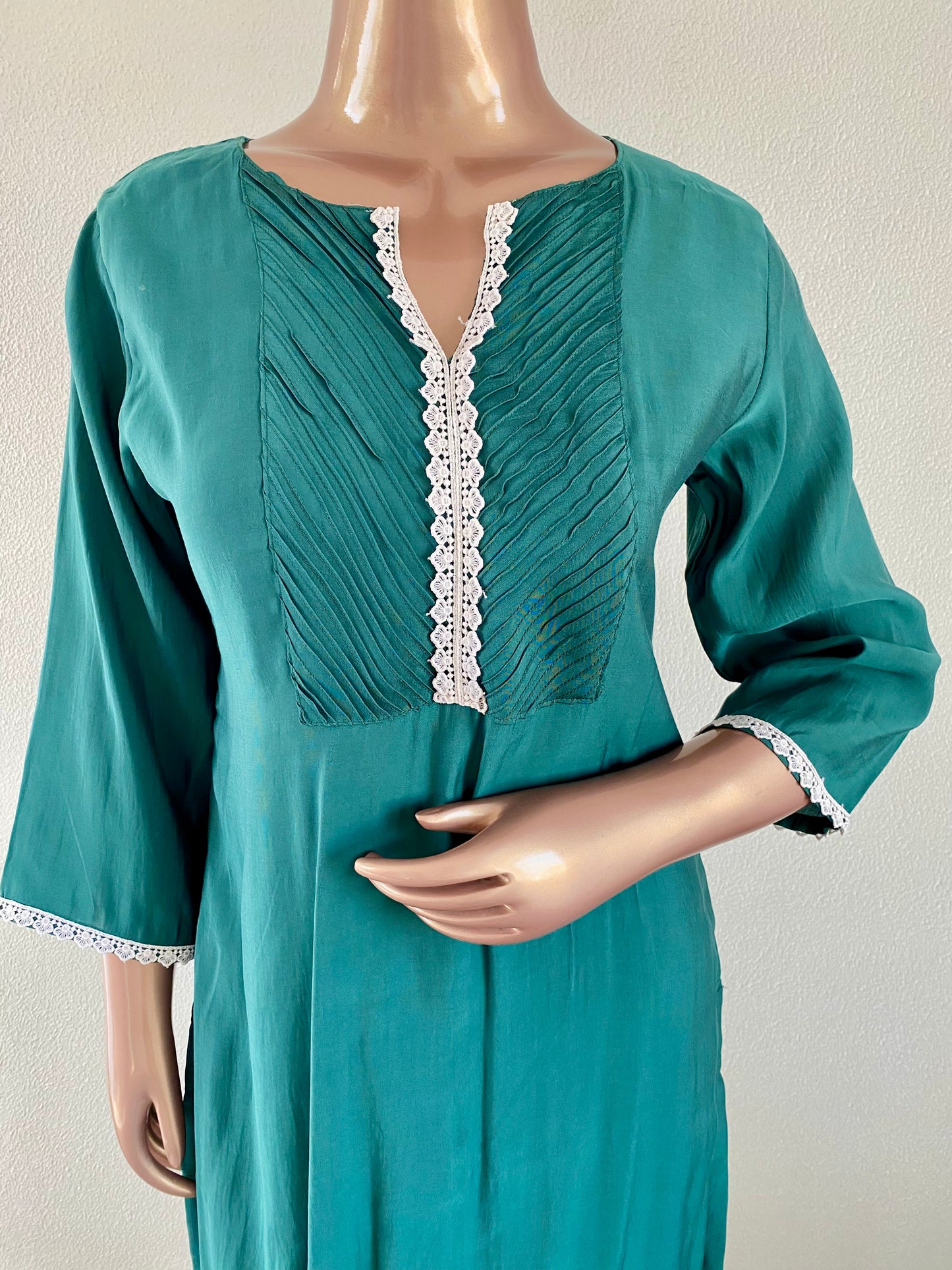 Roman Silk Suit with Organza Dupatta and Aari work