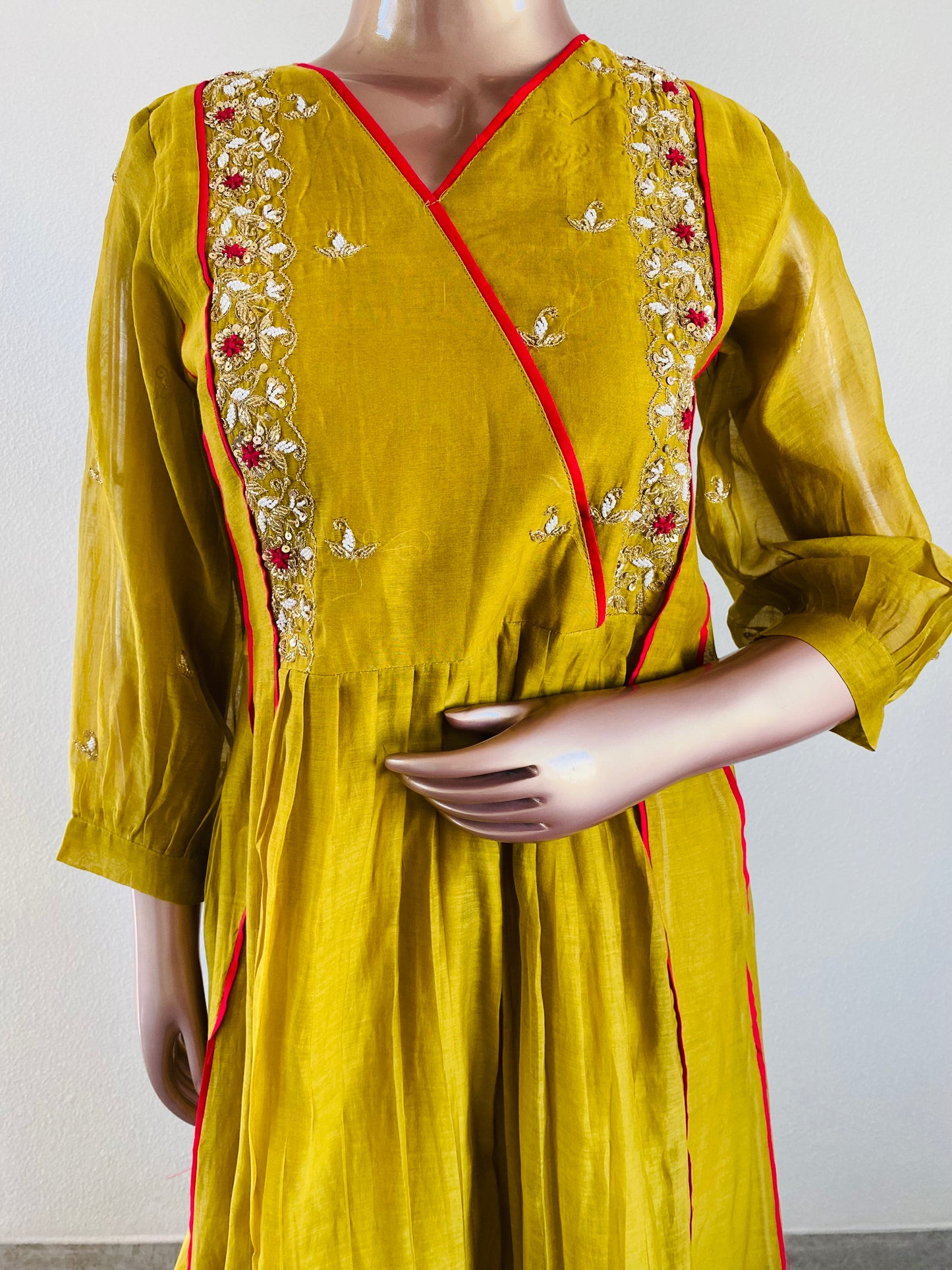 Mul chanderi Kurti with Hand work